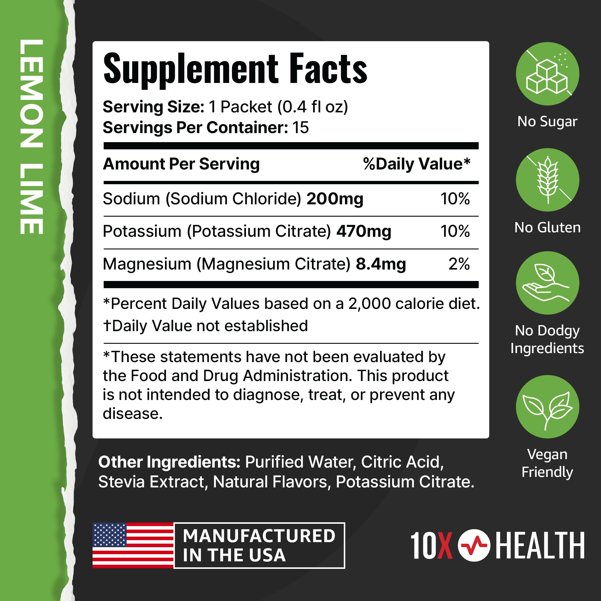 10X Health Electrolyte Drink Mix - Wave Crusher, 15 Sticks | Hydration Packets: Sodium, Magnesium & Potassium Citrate, Wave Crusher, 15 Sticks