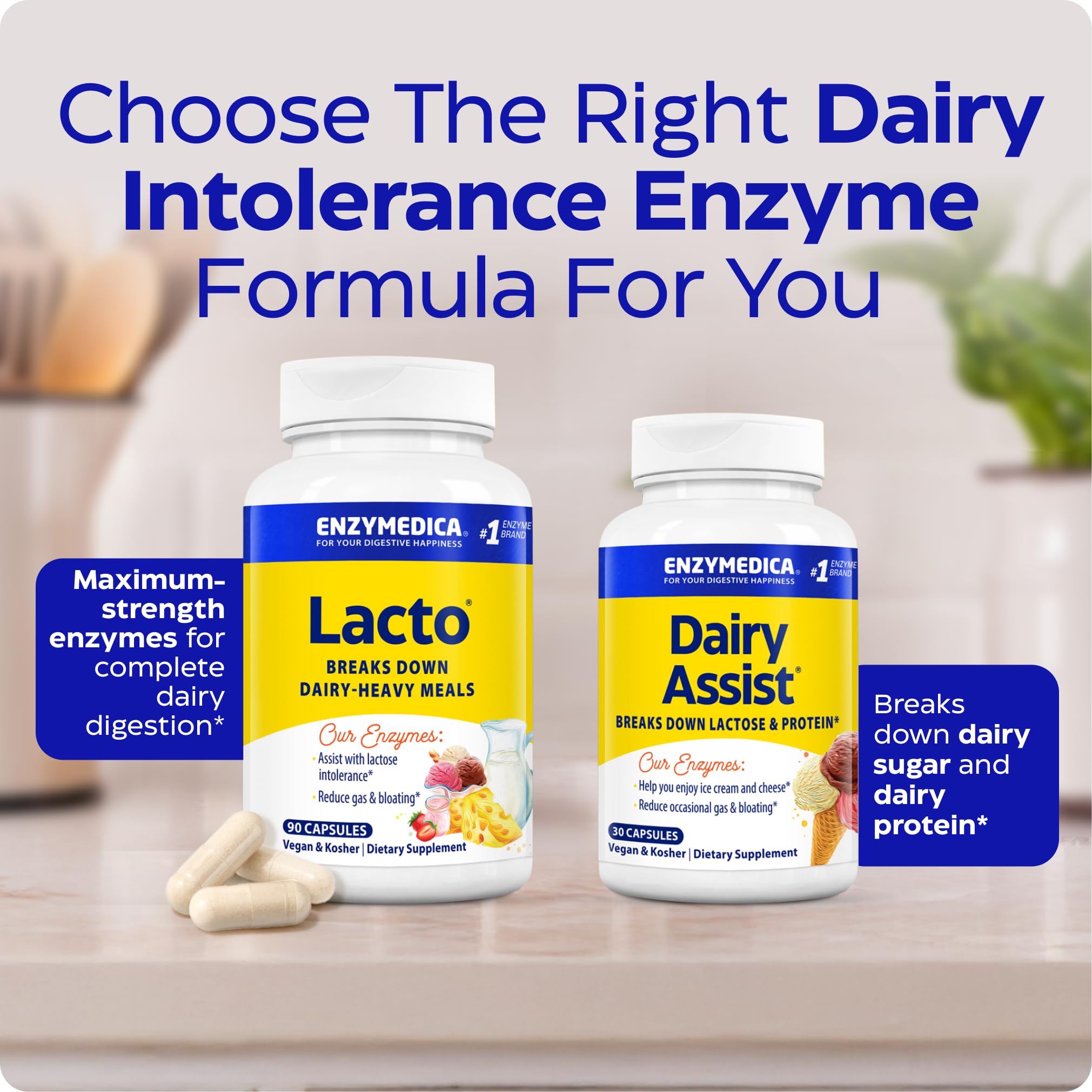 Enzymedica Lacto Digestive Enzymes for Men & Women - 90 Capsules