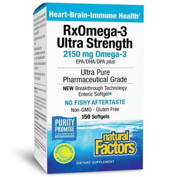 Natural Factors RxOmega-3 Ultra Strength - Brain & Heart Health Support - Eye Health Supplement with EPA & DHA - Supplement with Omega-3 Fatty Acids - 150 Softgels (75 Servings) Natural FactorsBuy Supplements Australia