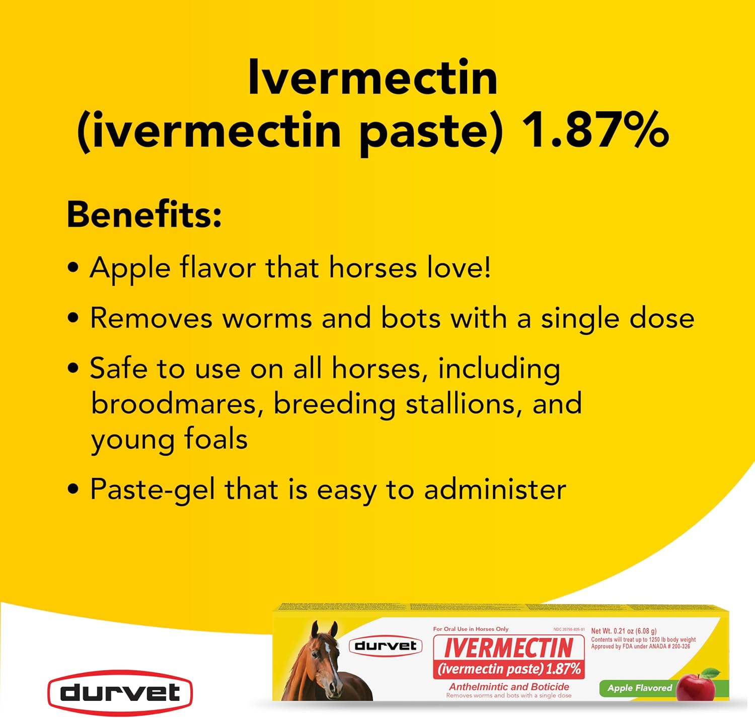 Ivermectin Paste Dewormer - 6.08g dose @ 1.87%-Apple Flavored, 3 Count