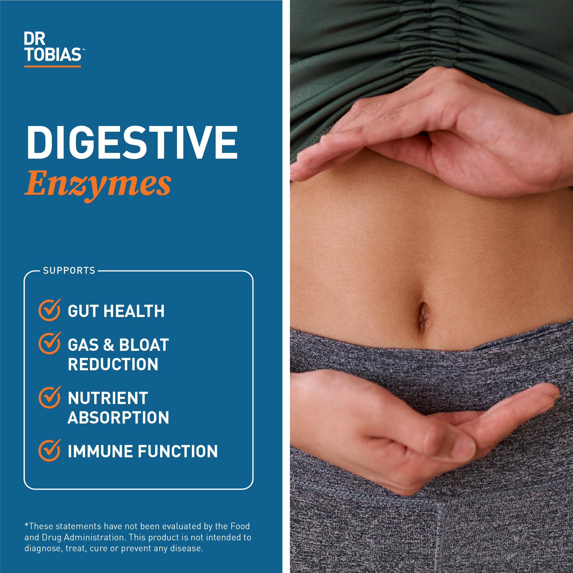 Dr. Tobias Digestive Enzymes 18-Enzyme Blend 60 Caps | Digestive Support | Take at Meal-Time | Enzymes for Digestion | Amylase + Lipase + Lactase | Digest Proteins, Fats, Carbs & Dairy | 30 Servings