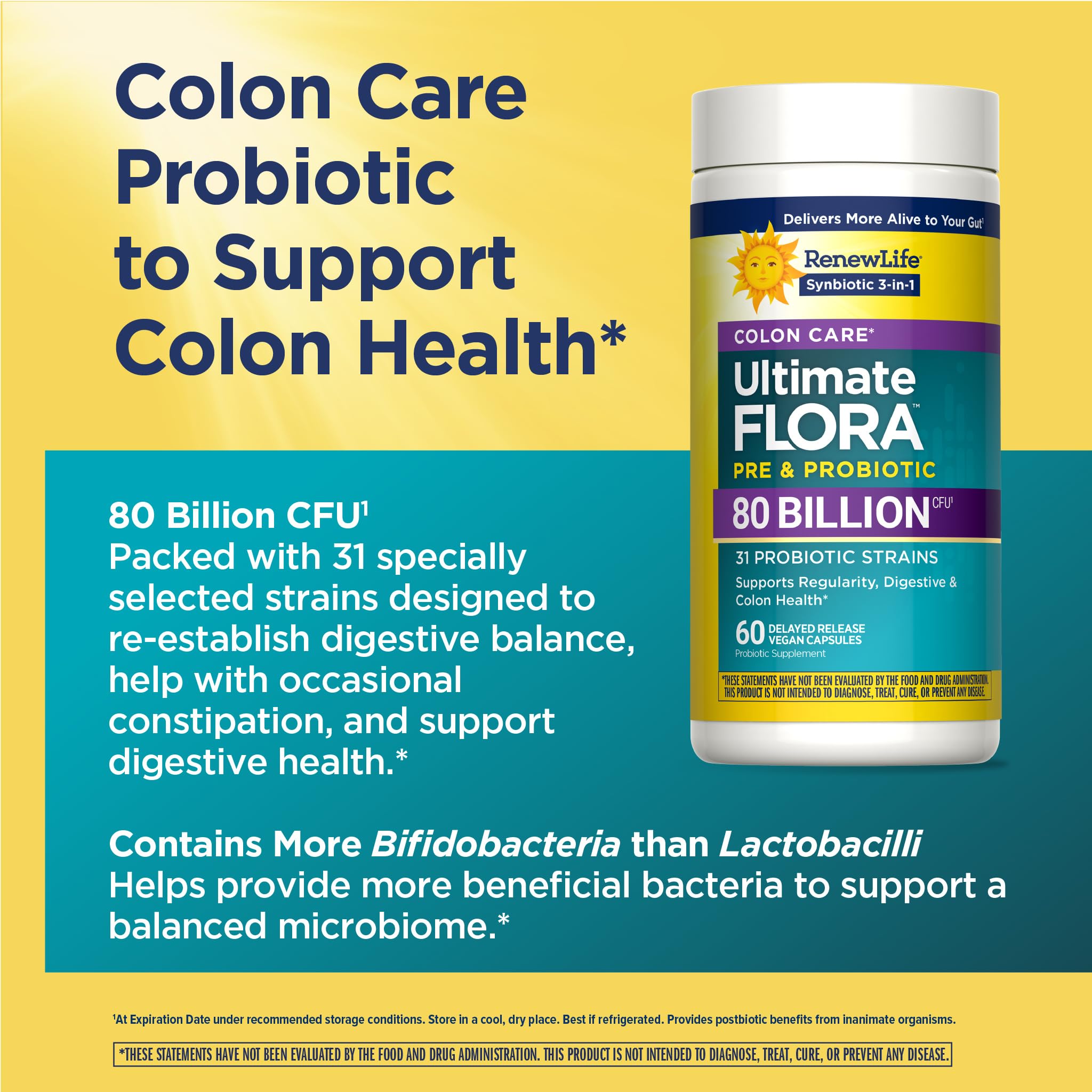 Renew Life Extra Care Digestive Probiotic 50 Billion CFU | 90 Vegetarian Capsules | Supports Digestive, Immune & Respiratory Health | Dairy, Soy and Gluten Free Supplement