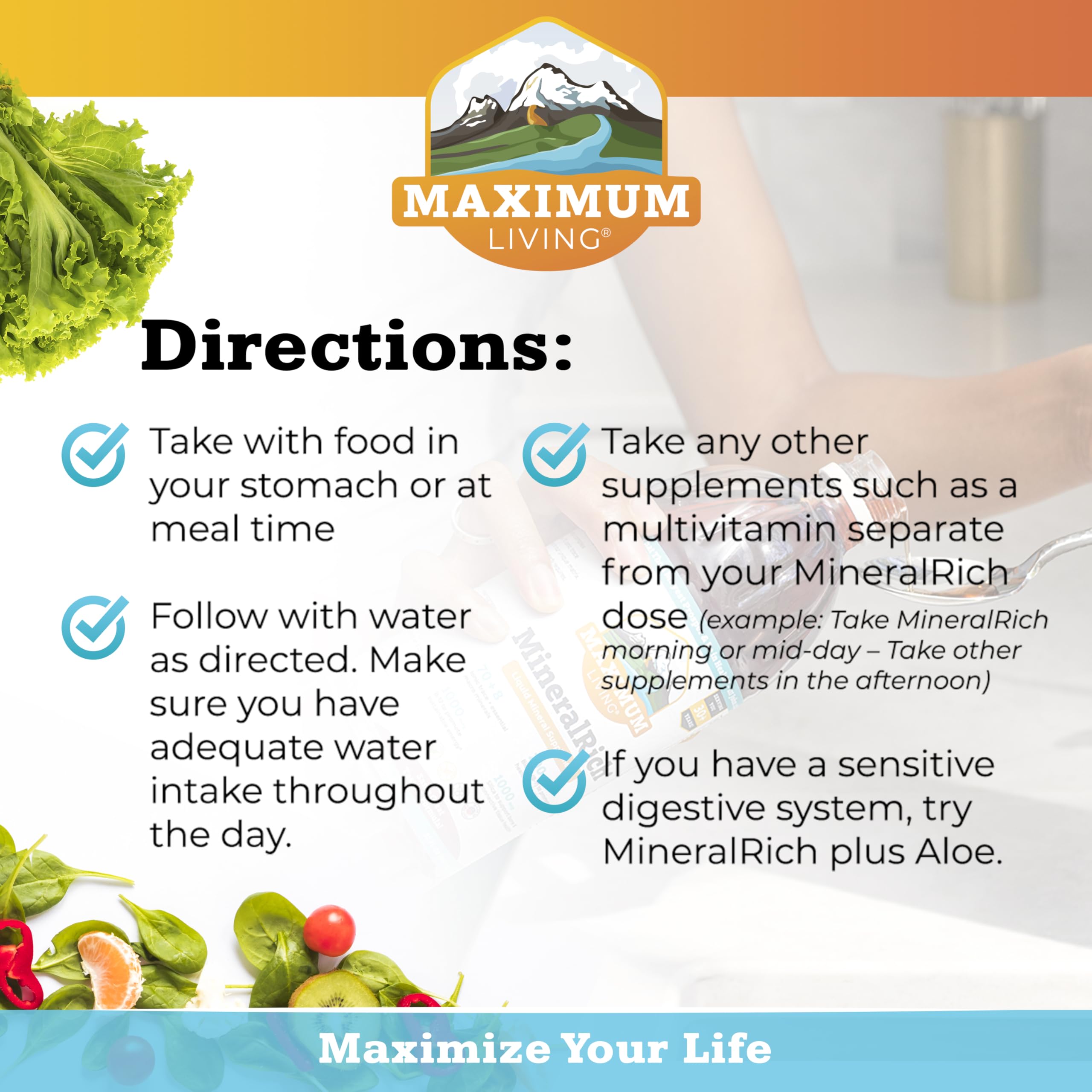 Maximum Living MineralRich Minerals Supplement with Aloe - Liquid Blend of Vitamins and Trace Minerals - 32 oz Maximum LivingBuy Supplements Australia