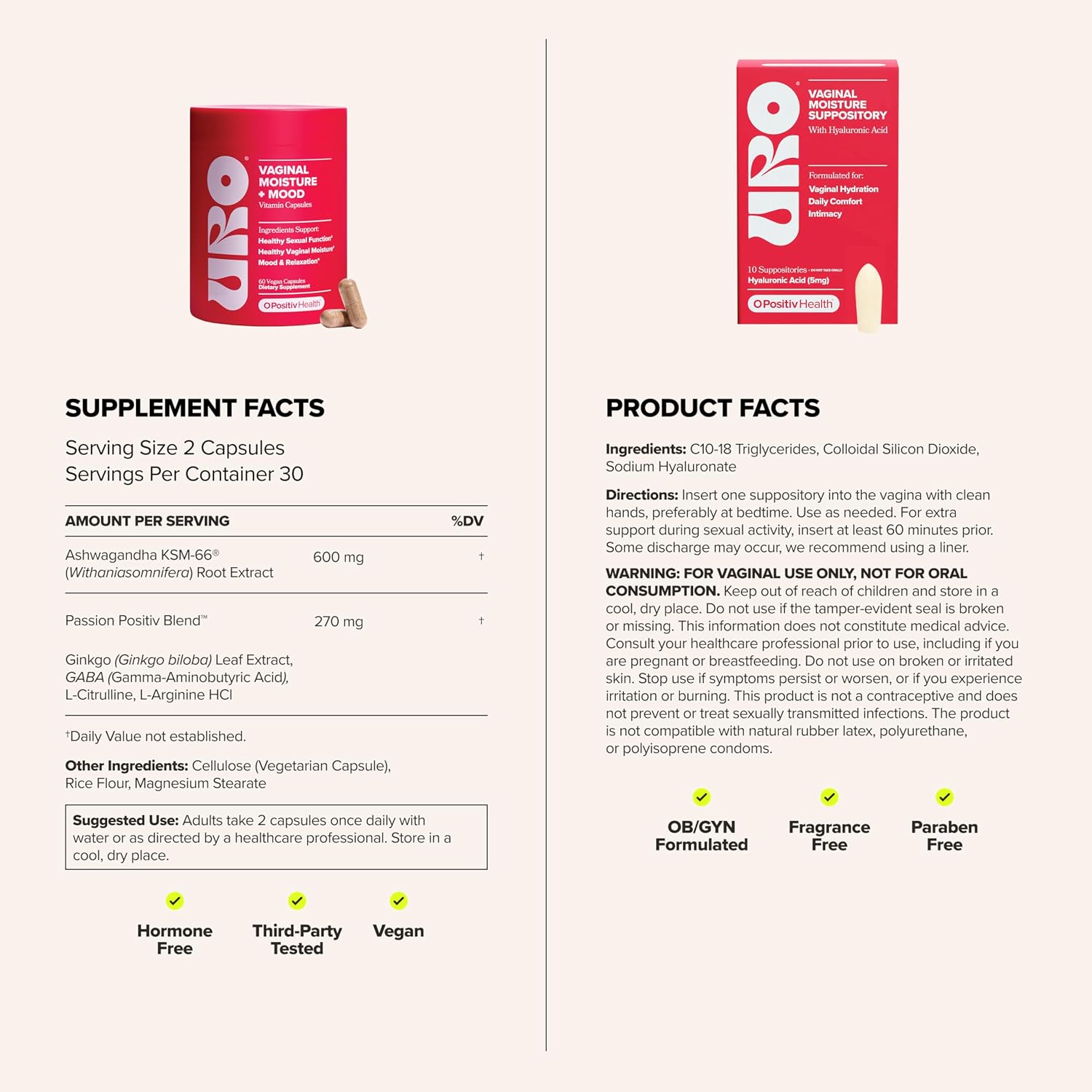 URO Vaginal Moisture + Mood and Vaginal Moisture Hyaluronic Acid Bundle
