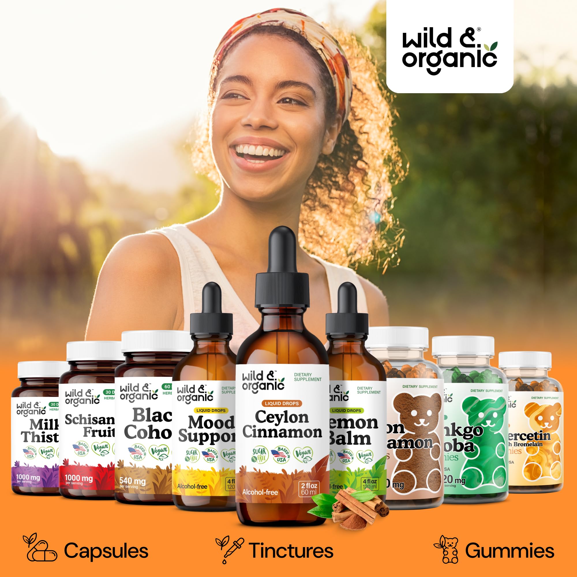 Wild & Organic Ceylon Cinnamon Supplements 500mg - Antioxidant Support - Ceylon Cinnamon Drops - Add to Tea Liquid Extract - Cinnamomum Verum Bark - Unflavored, Sugar & Alcohol-Free Tincture - 4 fl oz