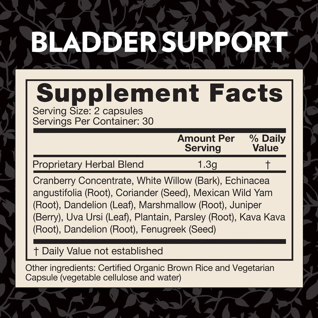 Crystal Star Bladder Support (60 Capsules) – Herbal Supplement for Healthy Bladder Function - Cranberry, Dandelion & Fenugreek - Helps Overactive Bladder and Incontinence - Non-GMO Crystal StarBuy Supplements Australia
