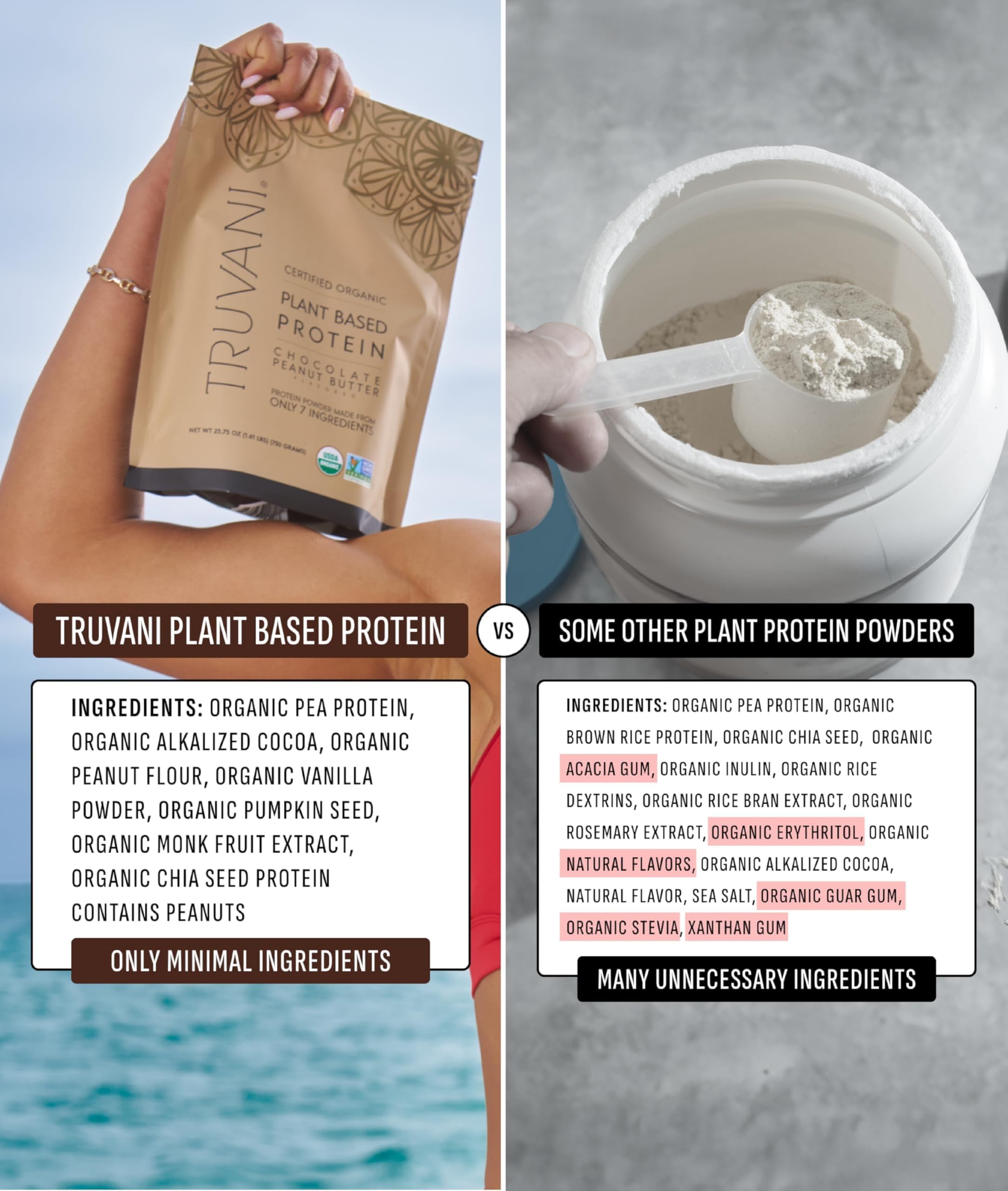 Truvani Organic Plant Based Protein Powder | Strawberry | 10 Servings | Vegan | 20g Pea Protein | Single Serving Travel Packets | Keto | Gluten & Dairy Free | Low Carb