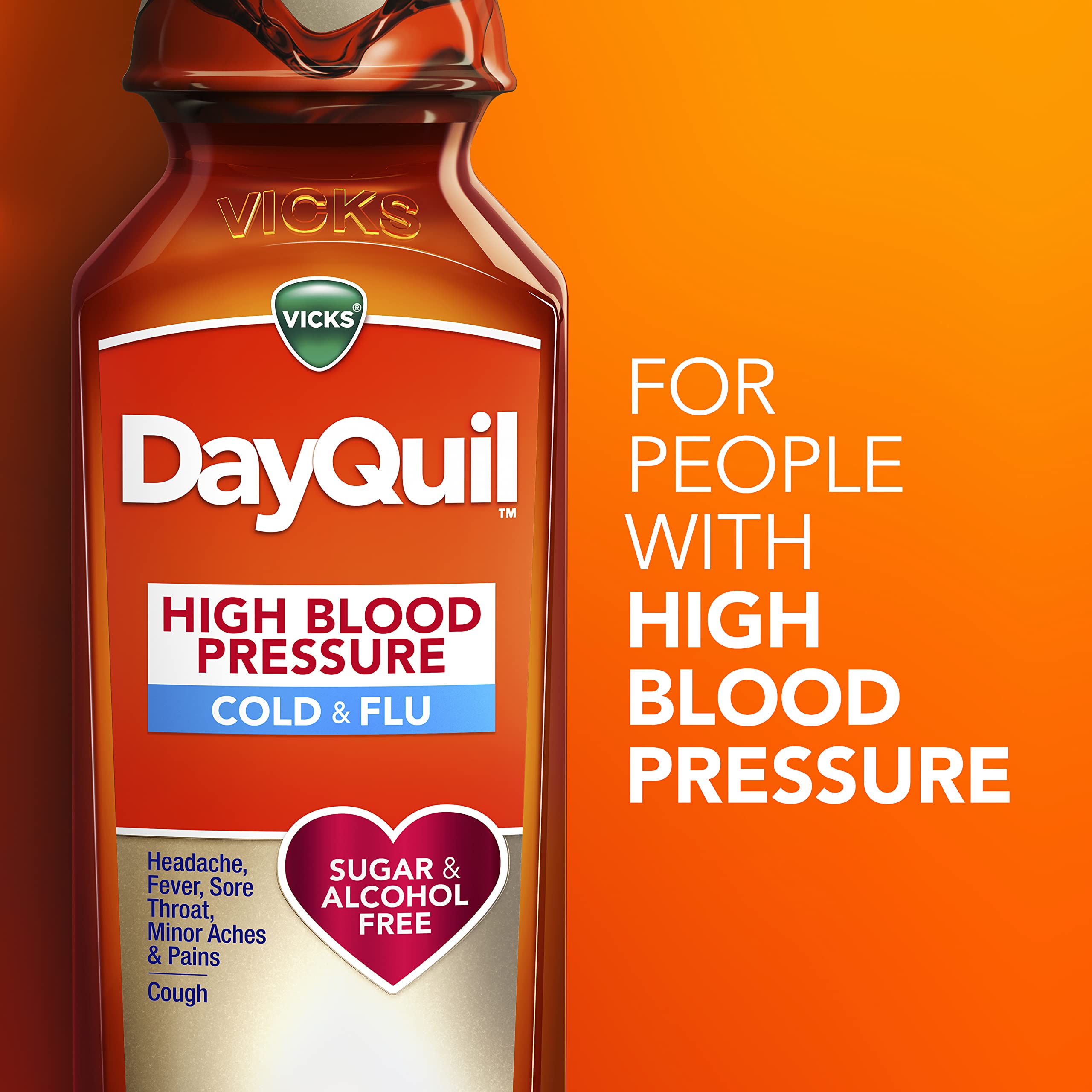 VICKS DayQuil & NyQuil High Blood Pressure Cold & Flu Relief Liquid Medicine Co-Pack, Powerful Multi-Symptom Daytime & Nighttime Relief for Cold, Cough, and Flu Symptoms, Sugar & Alcohol Free, 2x8oz Vicks buy supplements Au