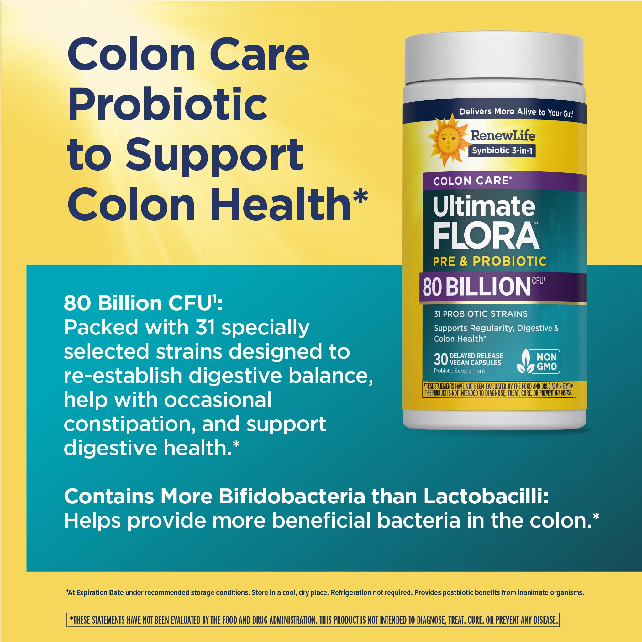 Renew Life Extra Care Digestive Probiotic 50 Billion CFU | 90 Vegetarian Capsules | Supports Digestive, Immune & Respiratory Health | Dairy, Soy and Gluten Free Supplement