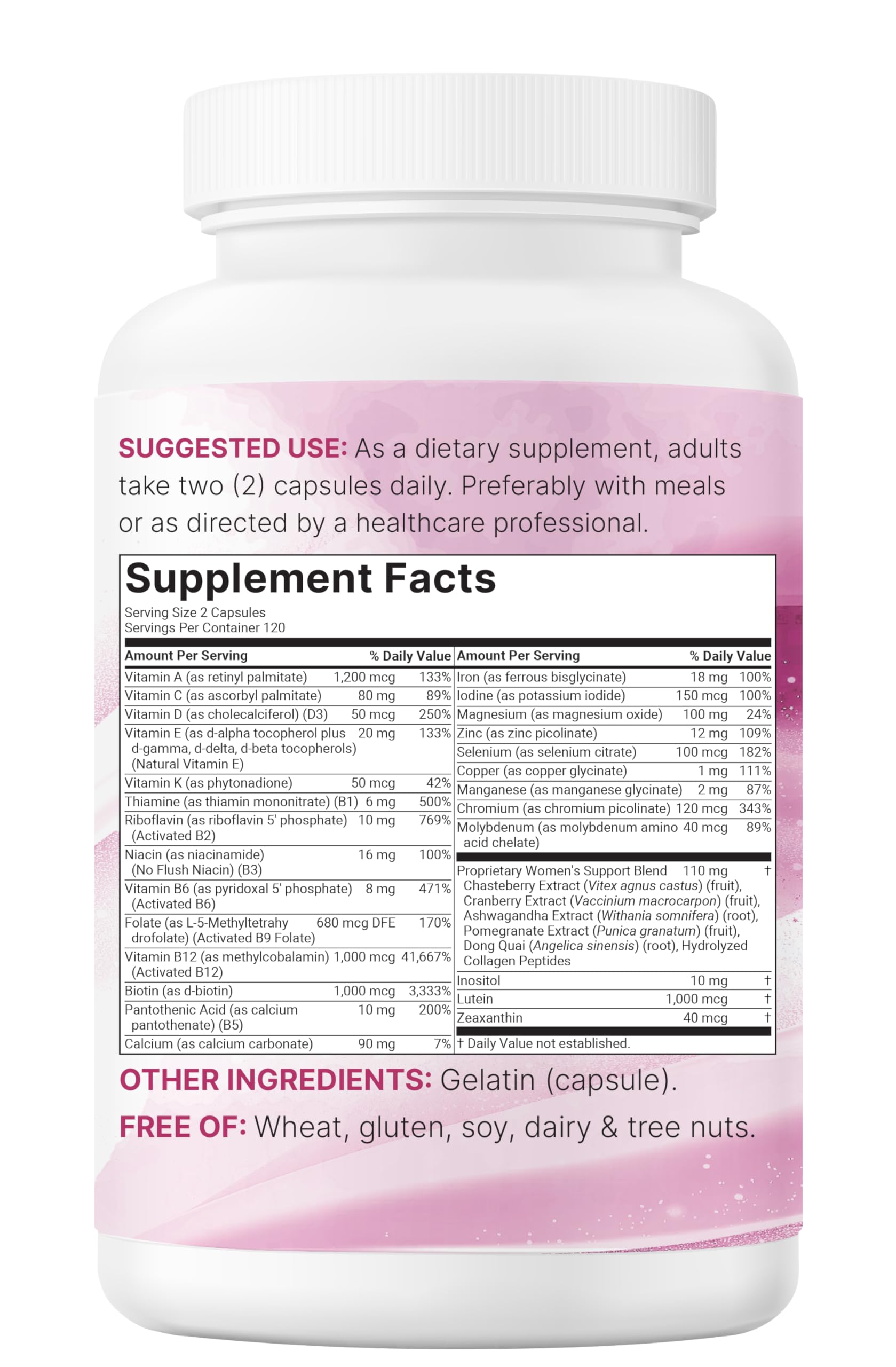 Micro Ingredients Pure Methylated Multivitamin for Women, 240 Capsules | 32-in-1 Formula with Vitamin B, C, D + Iron, Methylfolate & More
