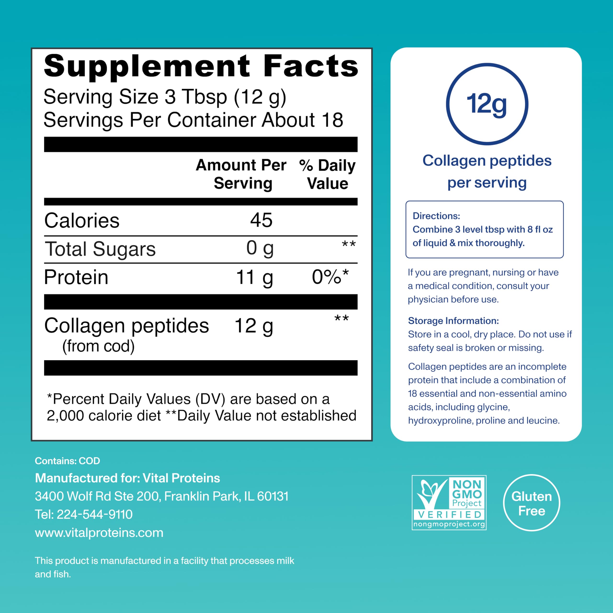 Vital Proteins Marine Collagen Peptides Powder Supplement for Skin Hair Nail Joint - Hydrolyzed Collagen