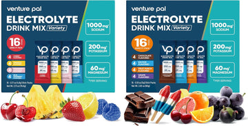 Venture Pal High Sodium Electrolyte Powder Combo Pack | Sodium, Potassium & Magnesium Hydration Mix | Sugar-Free, Zero Calories | Paleo, Keto & Vegan Friendly | 32 Sticks