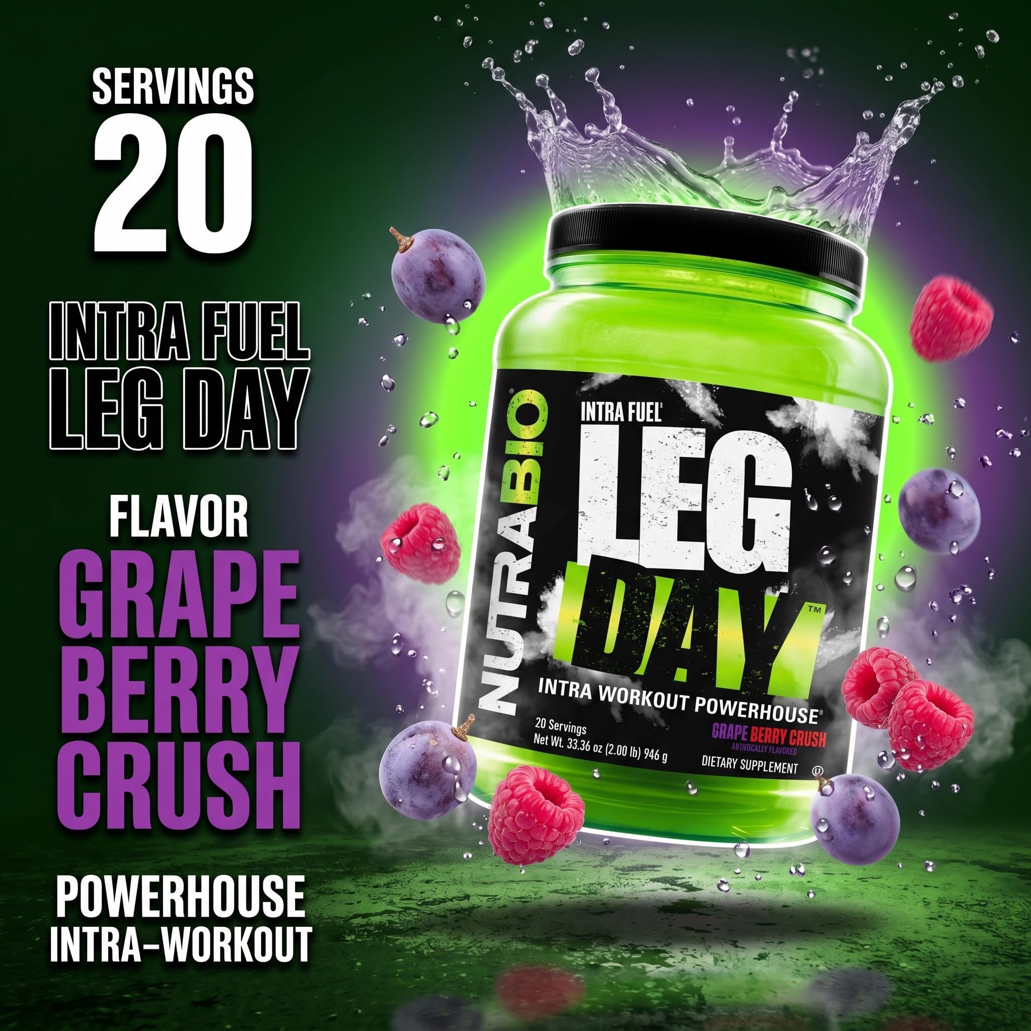 NutraBio Leg Day Intra Workout Powder – Advanced Carb Supplement with Cluster Dextrin & Electrolytes – Carb Powder with EAAs/BCAAs – Cyclic Dextrin for Performance – Cherry Lime, 20 Servings