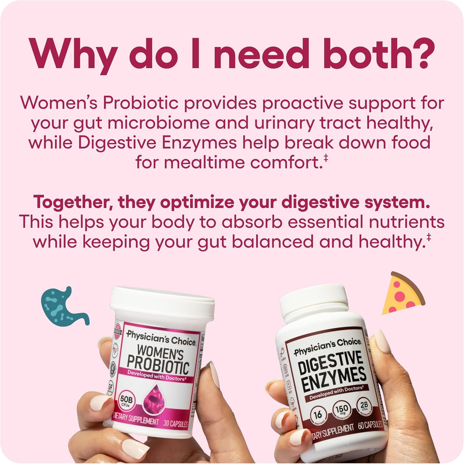 Physician's CHOICE Women’s Starter Bundle: Women’s Probiotic 30ct + Digestive Enzymes 60ct