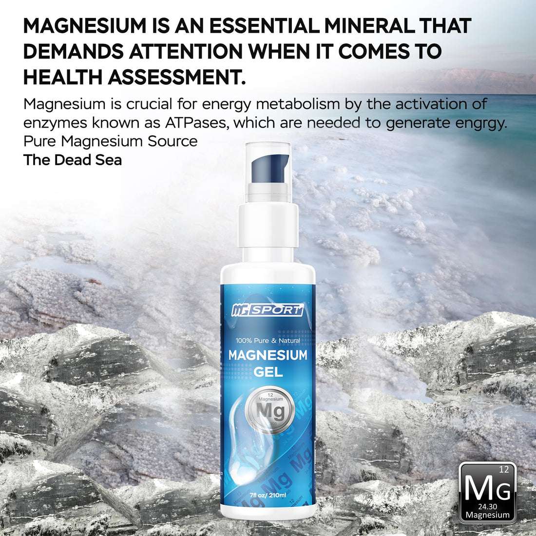 MgSport Magnesium Gel Dead Sea Magnesium - Gentle Topical Gel for Leg Cramps and Muscle Recovery Without Stinging - 20% More Potency Than Magnesium Oil Sprays - 1,000 Pumps MgSportBuy Supplements Australia