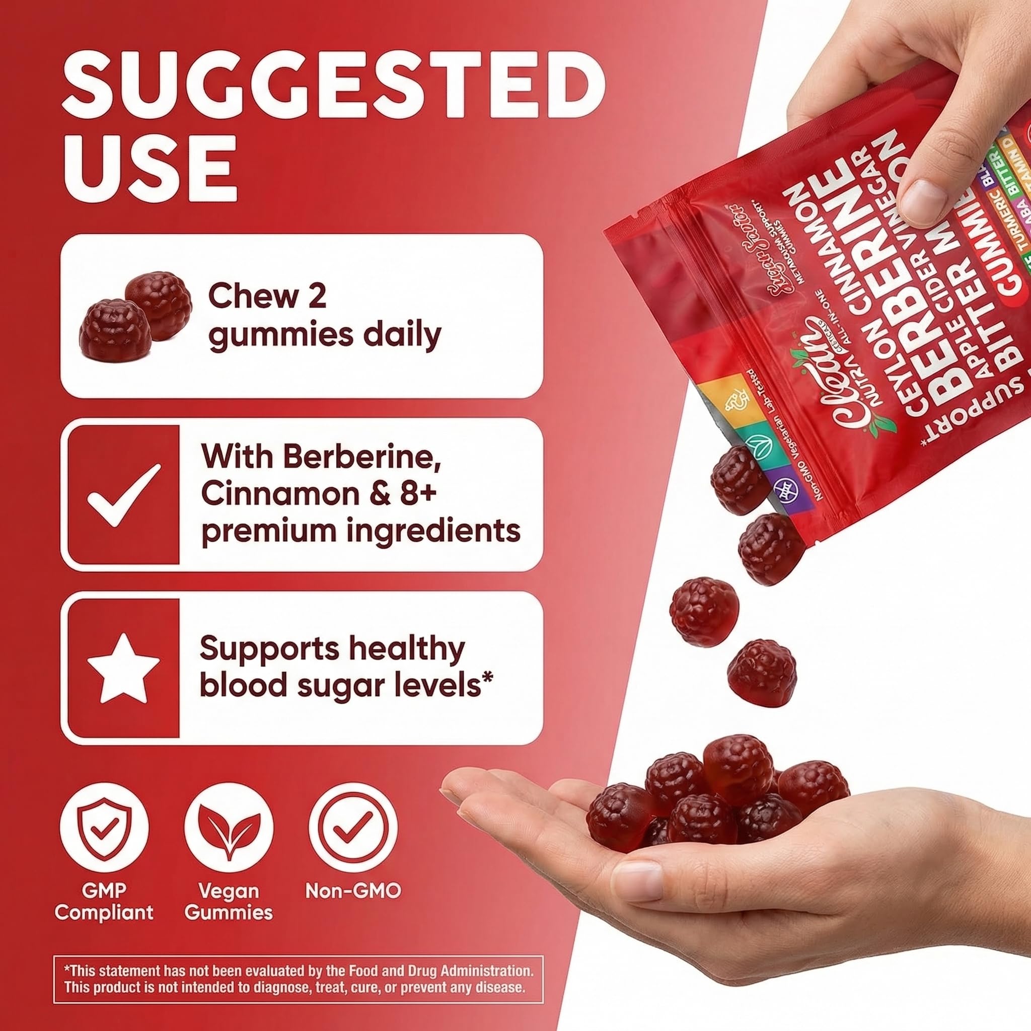 Sugar Savior Ceylon Cinnamon Berberine Gummies Apple Cider Vinegar Artichoke Turmeric Blueberry Ginseng Banaba Bitter Melon Black Pepper Vitamin D Zinc GLP1 Gummies 60 Count by Clean Nutra Clean NutraceuticalsBuy Supplements Australia