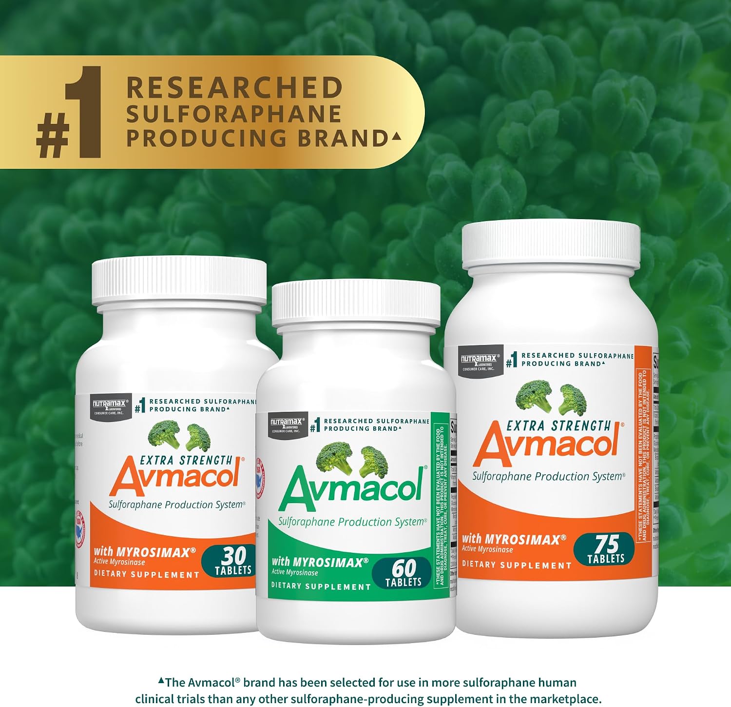 Nutramax Avmacol Extra Strength Sulforaphane Producing Supplement, 75 Tabs | Detoxification Support, #1 Researched Sulforaphane Producing Brand, with Glucoraphanin & Myrosinase, Published Studies