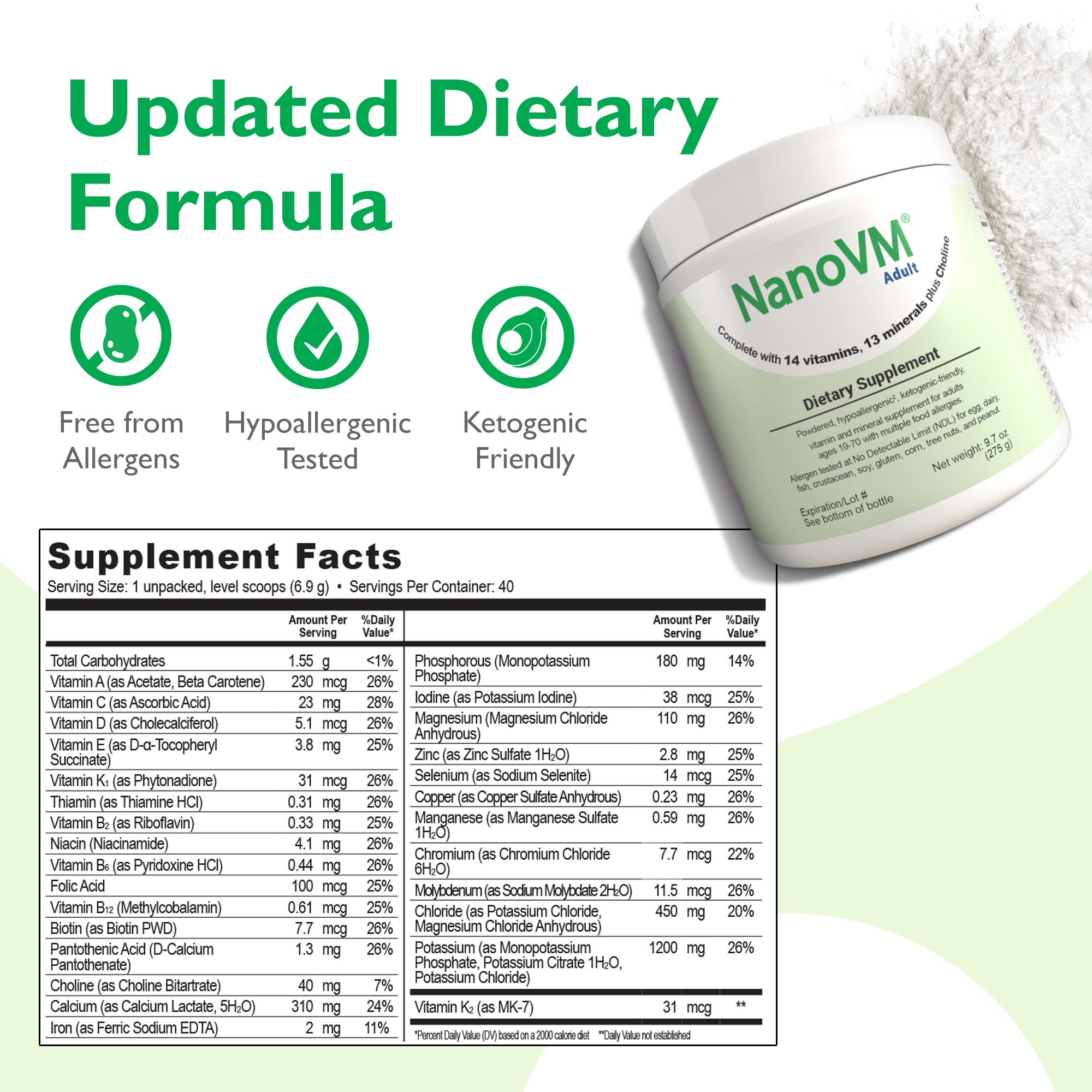 t/f, Dietary Supplement for Tube Feeding, Allergen-Free Kids Multivitamin, Unflavored Vitamin Powder with 14 Vitamins & 13 Minerals, Low-Carb Kids Vitamins, 275g - Solace Nutrition