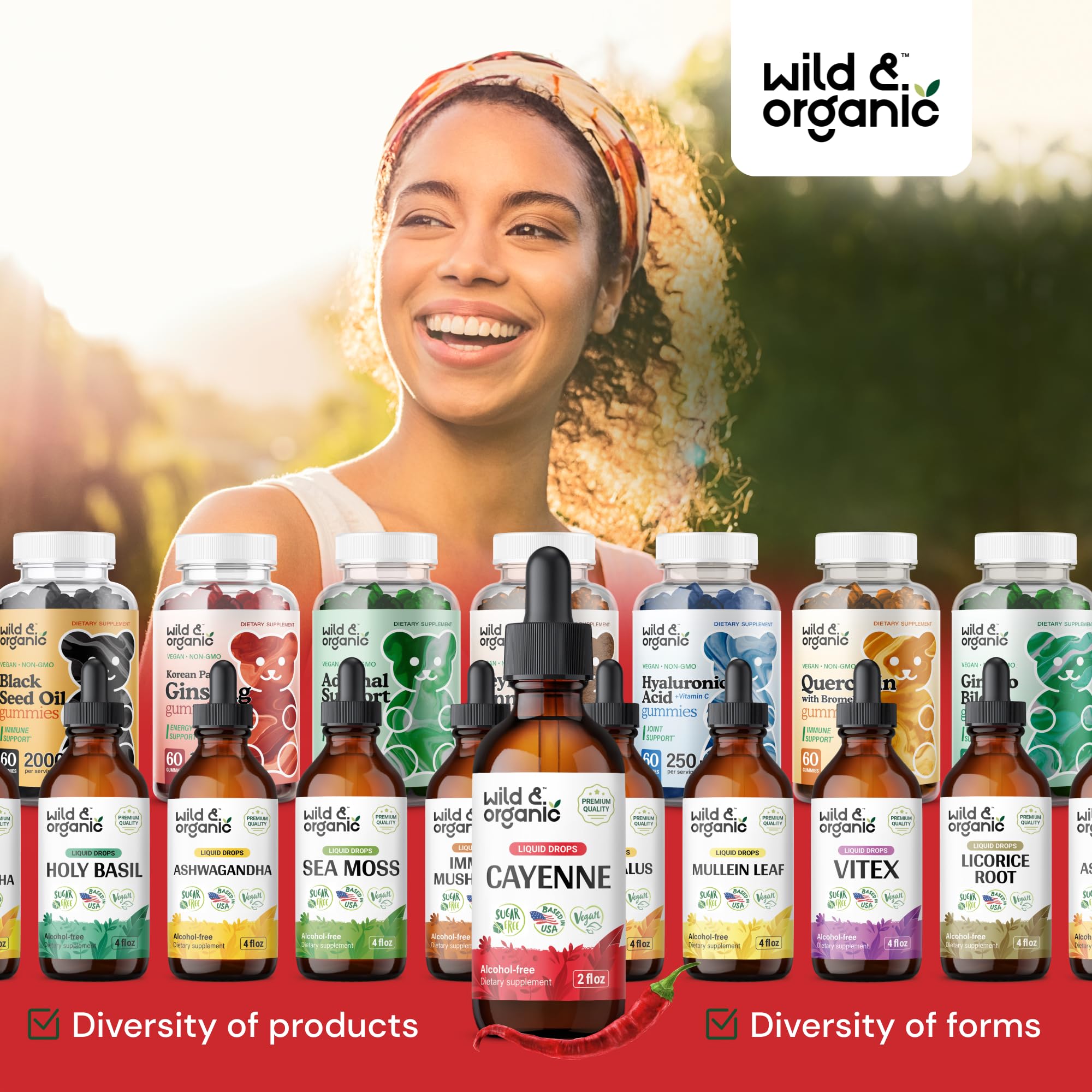 Wild & Organic Cayenne Pepper Drops - Antioxidant & Digestive Support - Capsaicin Supplements - Fast Absorbing Liquid Cayenne Pepper Extract Tincture - No Spicy Aftertaste, Alcohol-Free - 4 fl oz