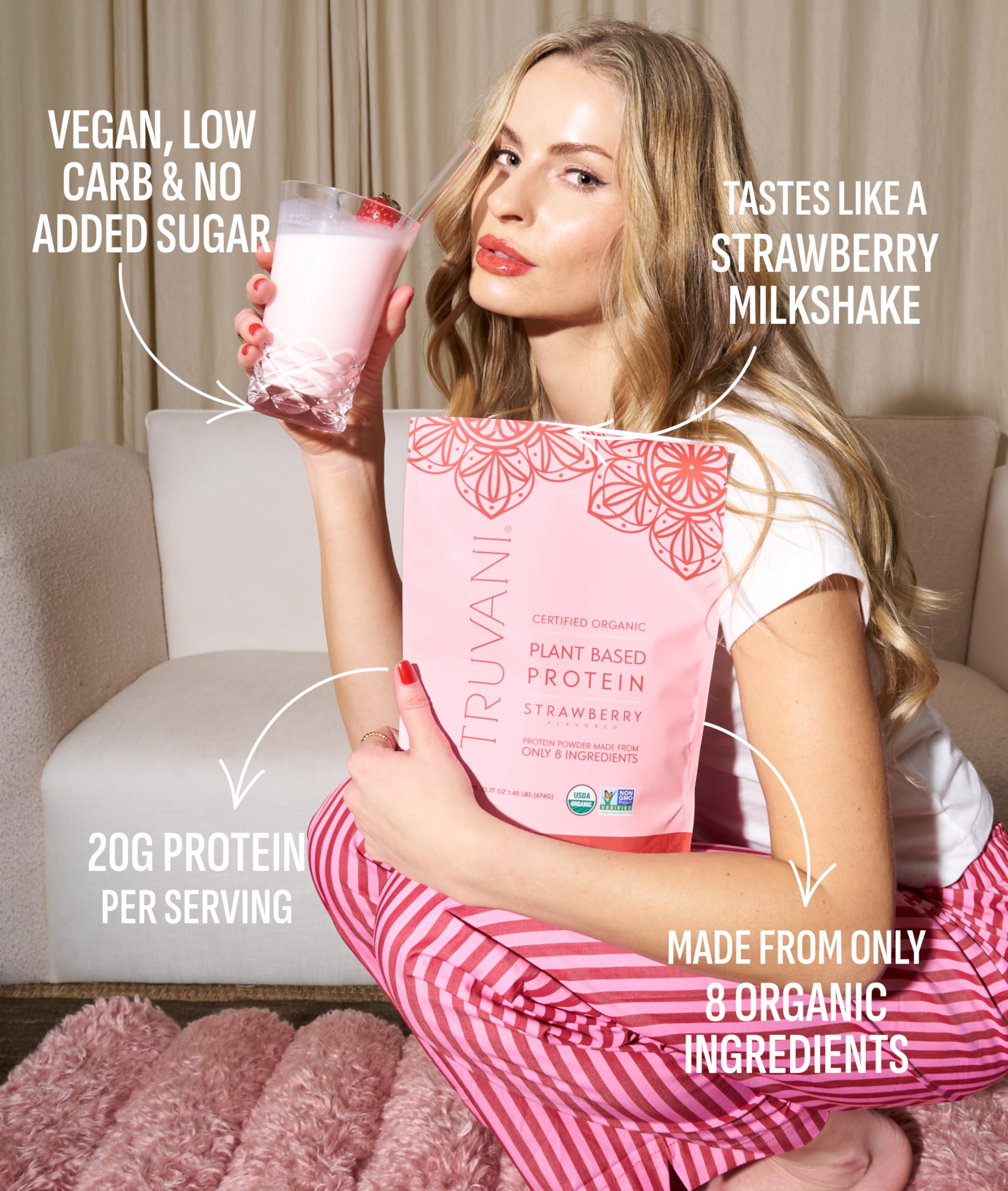Truvani Organic Plant Based Protein Powder | Vanilla | 18 Servings | Vegan | 20g Pea Protein | Keto | Gluten & Dairy Free | Low Carb | No Added Sugar