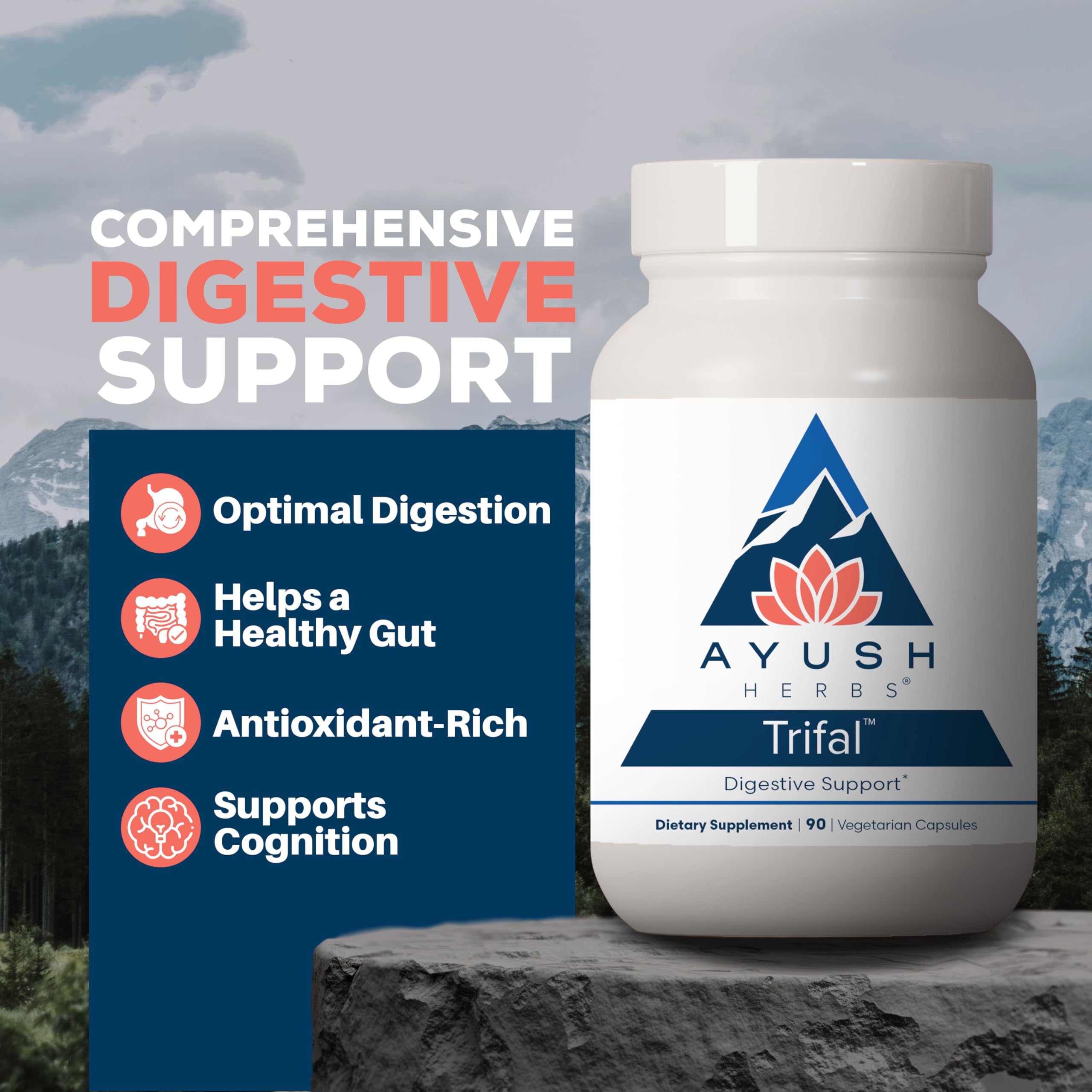 Ayush Herbs Trifal Digestive Support with Amla - Triphala Supplement for Women & Men, Promotes Balanced Digestion, Antioxidant Rich, Made with Organic Ingredients - 90 Vegetarian Capsules (1 Count) Ayush HerbsBuy Supplements Australia