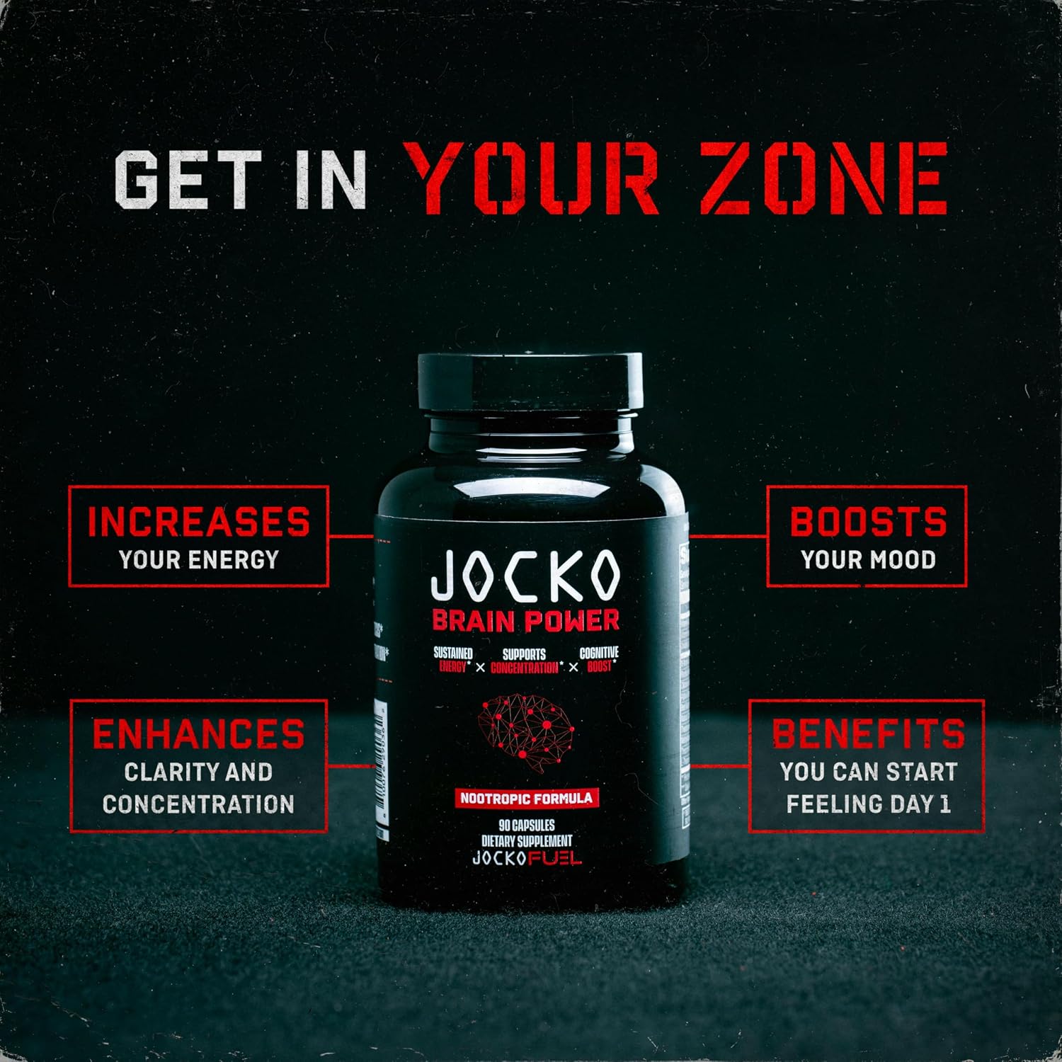 Jocko Fuel Brain Power - Nootropic Dietary Supplements for Memory & Focus wiht L Theanine, L Carnitine- Energy & Focus Supplement (90 Capsules)
