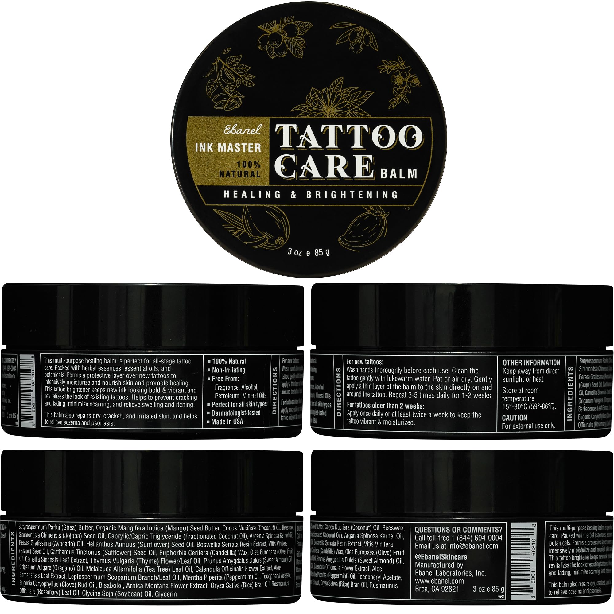 Ebanel Bundle of 5% Lidocaine Numbing Spray and Tattoo Aftercare Healing Balm