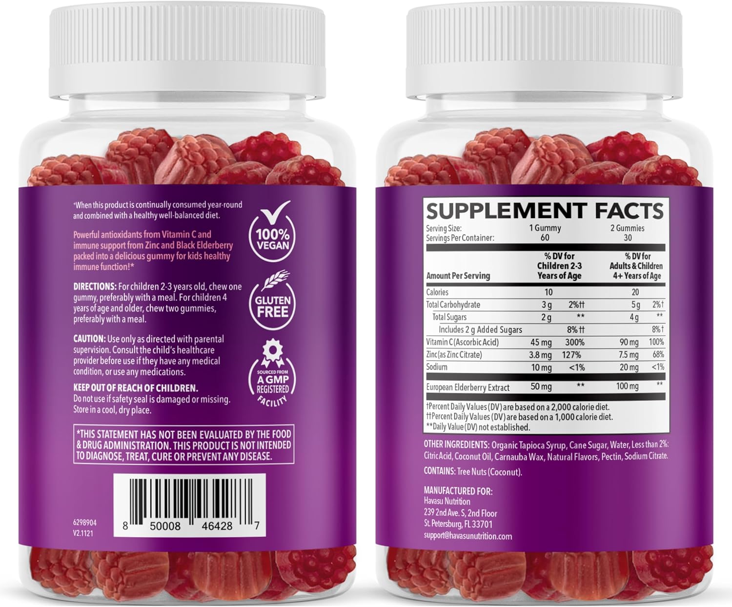 Elderberry Gummies for Kids with Vitamin C & Zinc, Berry, 30 Servings | Vegan, Non-GMO, Gluten Free Immune Support for Children, Daily Defense with Antioxidants & Essential Nutrients, 60 Count
