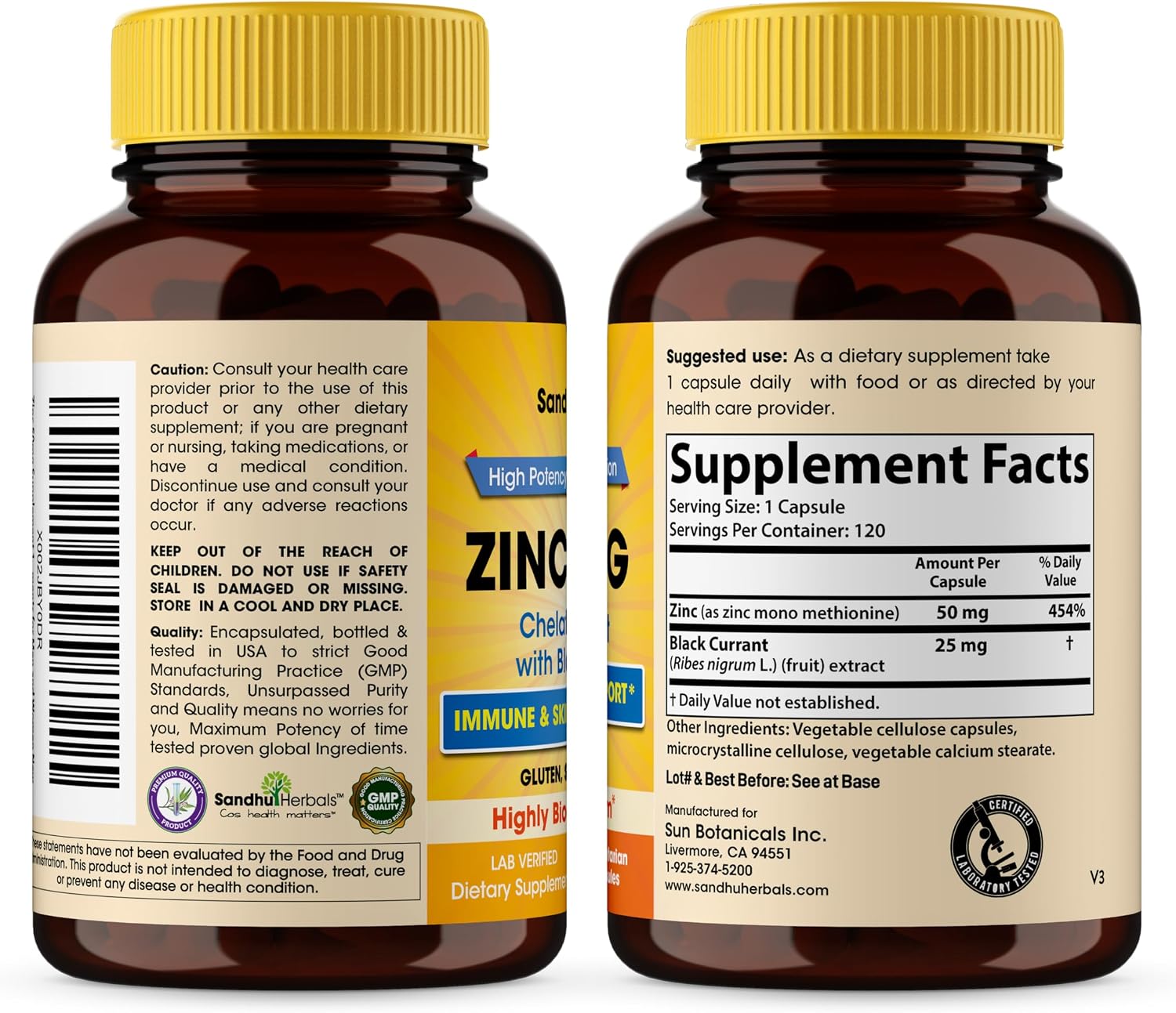 SANDHUHERBALS Zinc 50mg Bundle with Zinc 30mg Vitamin D3, Magnesium, Selenium, Vitamin B6, B7 (Biotin), Copper | Supports Immune, Skin, Hair & Nails Health