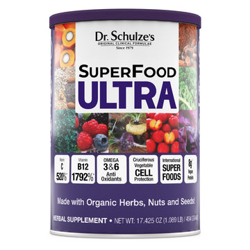 Dr. Schulze's SuperFood Ultra | Organic Super Food Powder | Vitamin B Complex and 520% Vitamin C | May Help Boost Energy & Improve Fitness | Vegan, Non-GMO & Gluten-Free | 17.4 Oz Dr. Schulze'sBuy Supplements Australia