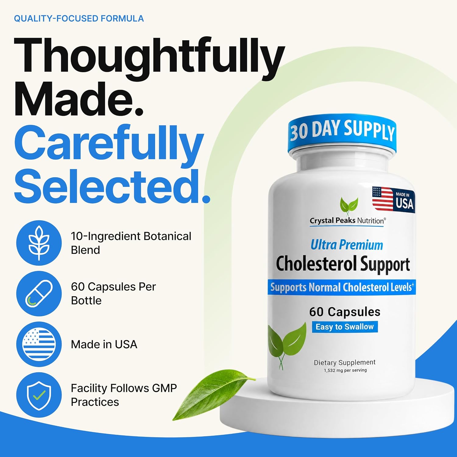 Cholesterol Supplement - All-Natural Ingredients to Support Normal Colesterol Levels. Supports Optimal Circulation. 60 Capsules