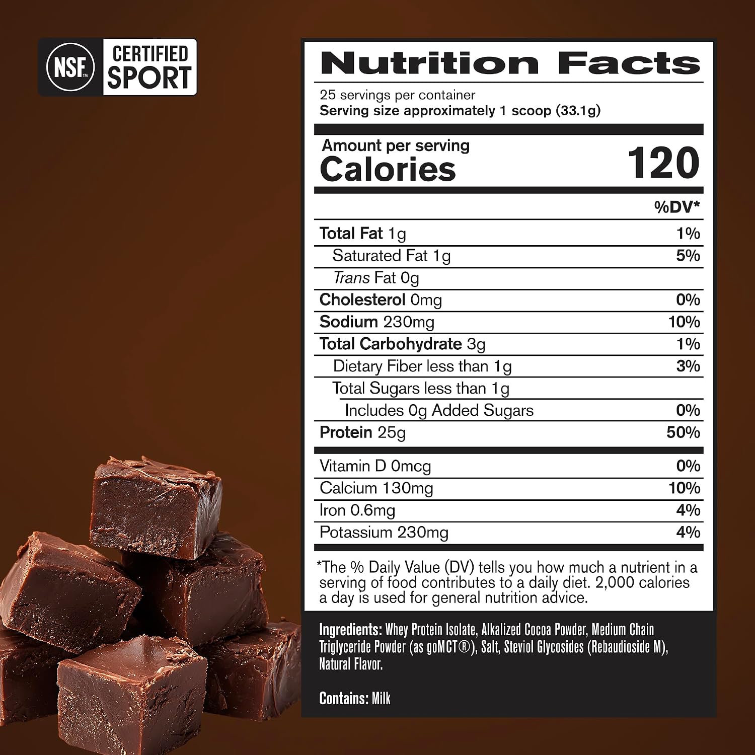 BARE PERFORMANCE NUTRITION, BPN Whey Protein Isolate, Fudge Chocolate, 25g Protein per Serving, 25 Servings
