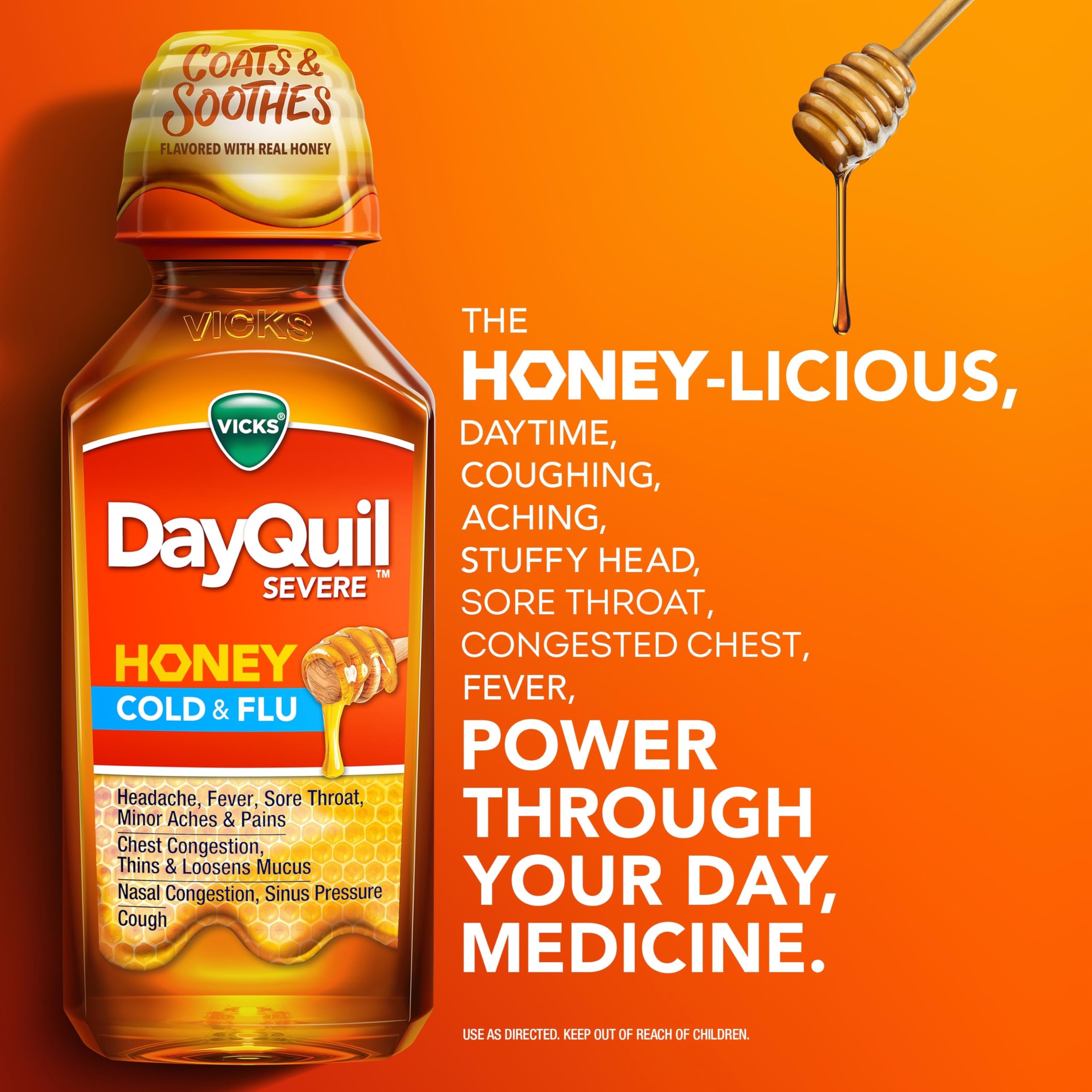 Vicks Dayquil & Nyquil Severe Honey Flavor Co-Pack, Cold & Flu Medicine, Relieves Headache, Fever, Sore Throat, Minor Aches & Pains, Nasal Congestion, Sinus Pressure, Stuffy Nose, And Cough, 2X12Oz Vicks buy supplements Au