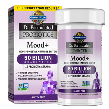 Garden of Life Dr. Formulated Probiotics Mood+ - 50 Billion CFU - Supports Relaxation & Digestive Health - Shelf Stable - 60 Vegetarian Capsules Garden of Life buy supplements Au