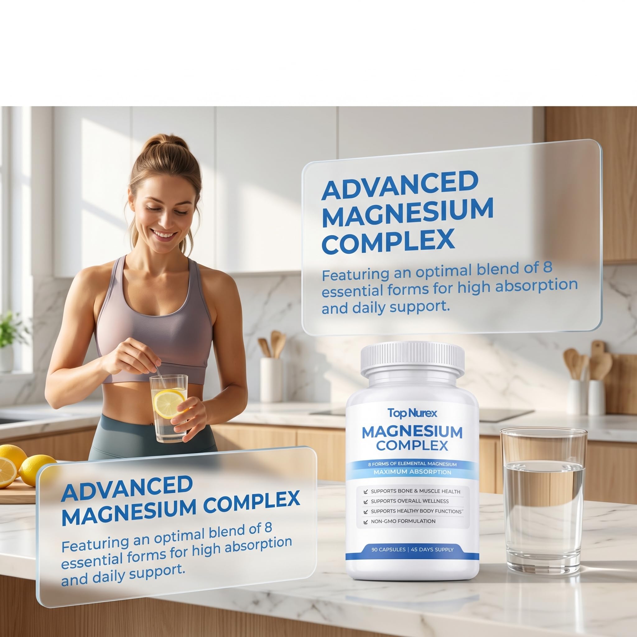Top Nurex Magnesium Complex for Women & Men,1000mg High Absorption Blend, 8 Magnesium Forms Including Glycinate, Citrate & Malate, Daily Nutrient Support, Vegan Non-GMO, 90 Capsules (1 Pack) wuliao buy supplements Au