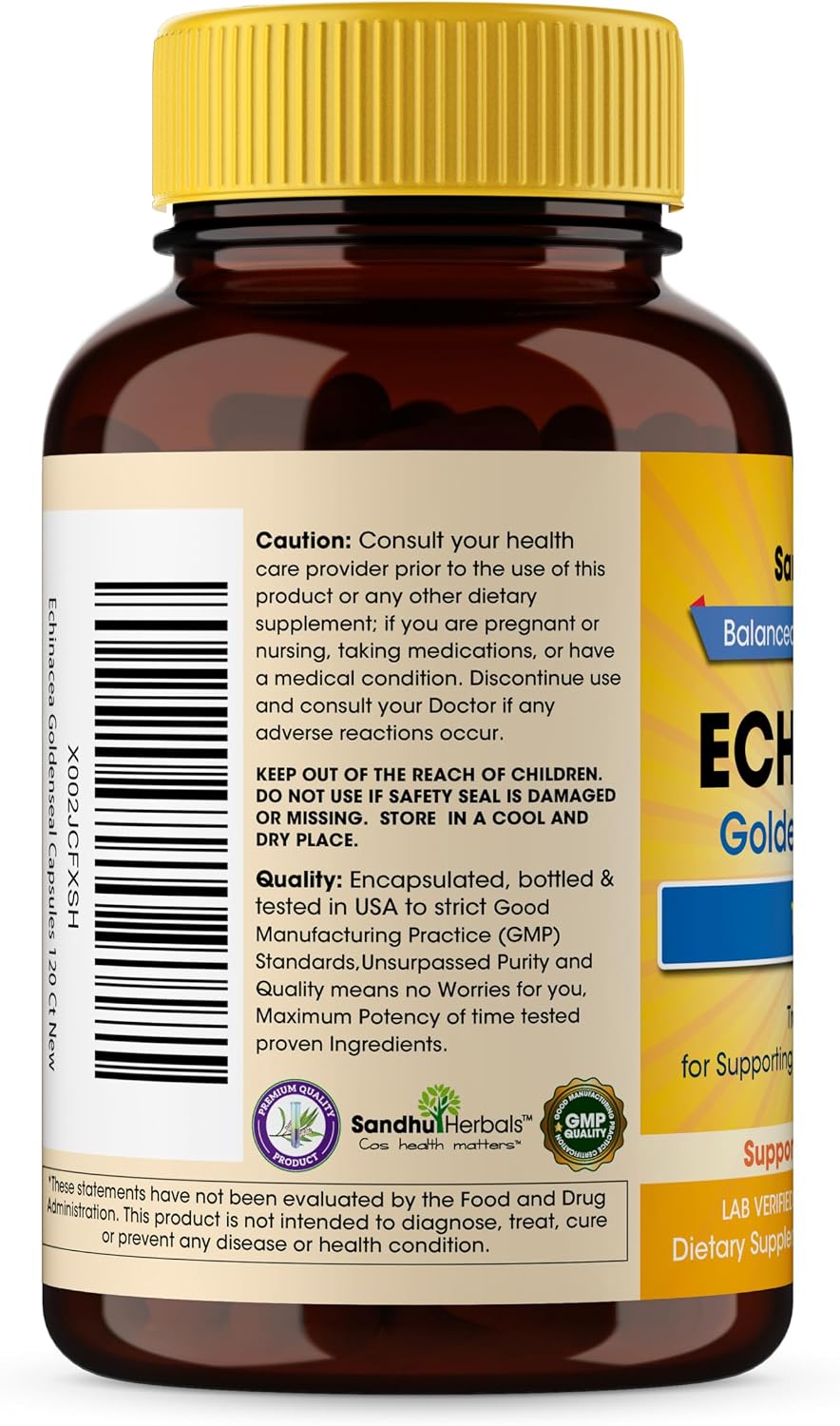 Echinacea Goldenseal 1000 Mg 120 Capsules | Immune System Support Respiratory Response Inflammatory Response Supplement