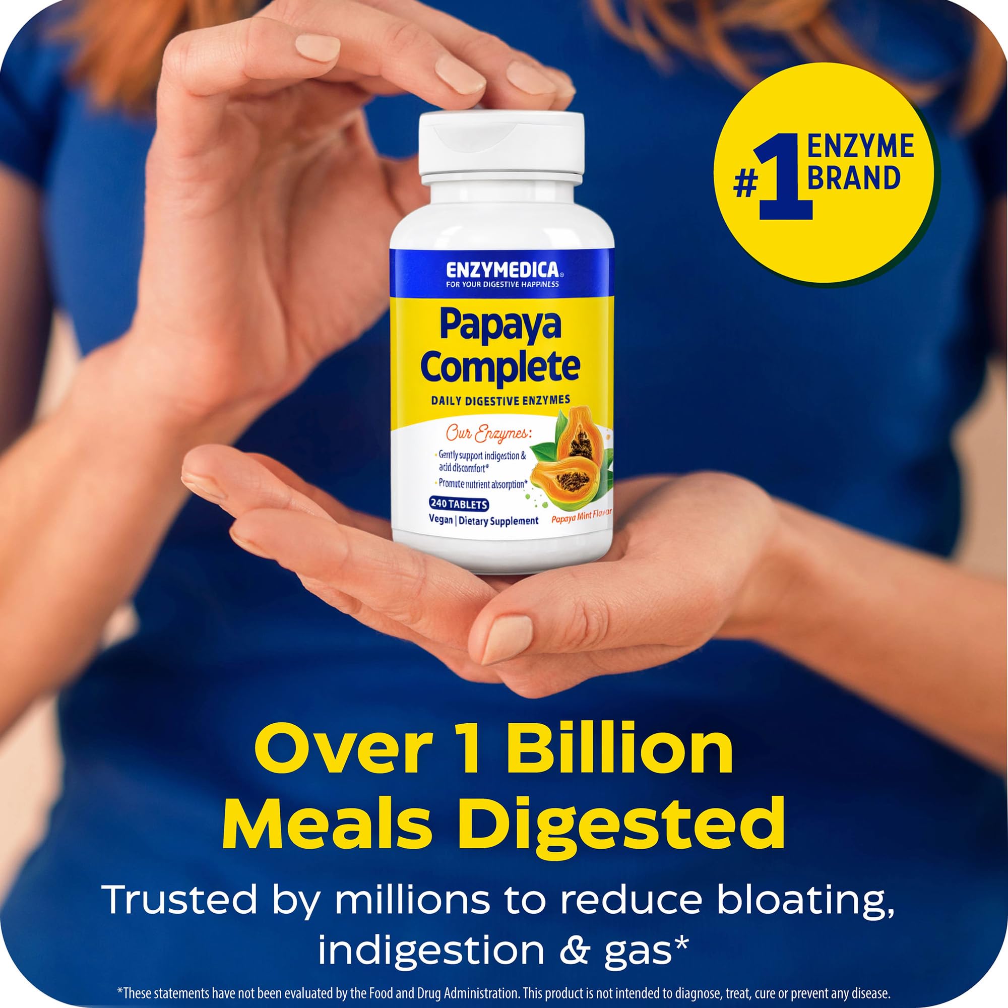 Enzymedica Papaya Complete - Papaya Enzymes Chewable, Digestive Enzyme Supplement for Women and Men, Digestion & Gut Health Support, High Potency Bromelain & Papain, Vegan, Gluten Free - 120 Tablets