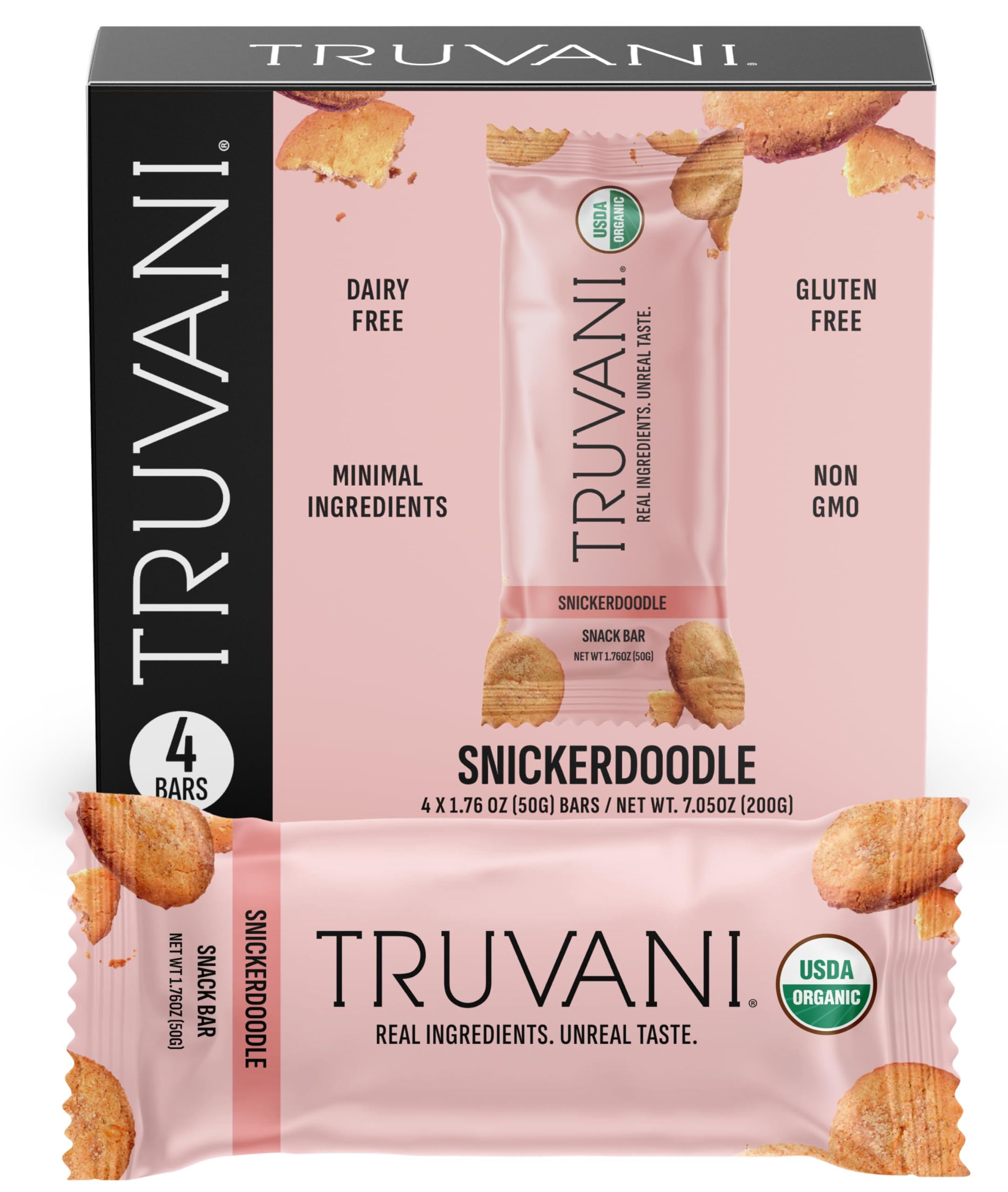Truvani Plant Based Snack Bars | Variety | 12 Pack | Vegan | 5-8g Protein | USDA Organic and Vegan | Dairy, Soy, and Gluten Free | Individually Wrapped