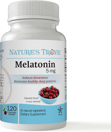 Nature's Trove Melatonin 5mg 120 EZ Chew Tablets Cherry Flavor