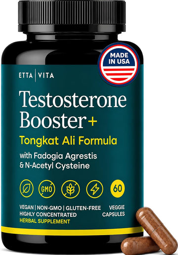 Testosterone Booster for Men with Tongkat Ali & Fadogia Agrestis [200:1 Longjack] - Lean Muscle Recovery for Men and Women, Hormonal Balance with NAC Liver Support, Detox & Cleanse, 60ct (Made in USA)