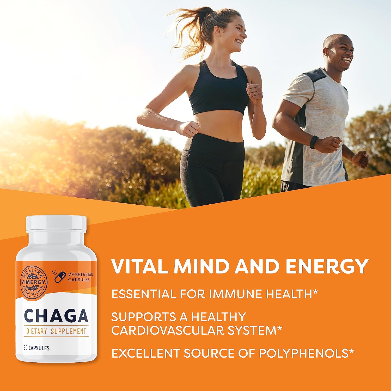Vimergy Chaga Capsules – Superfood Cellular Support* – Cardiovascular Health Benefits* – Kosher, Vegan, Gluten-Free – 90 Capsules