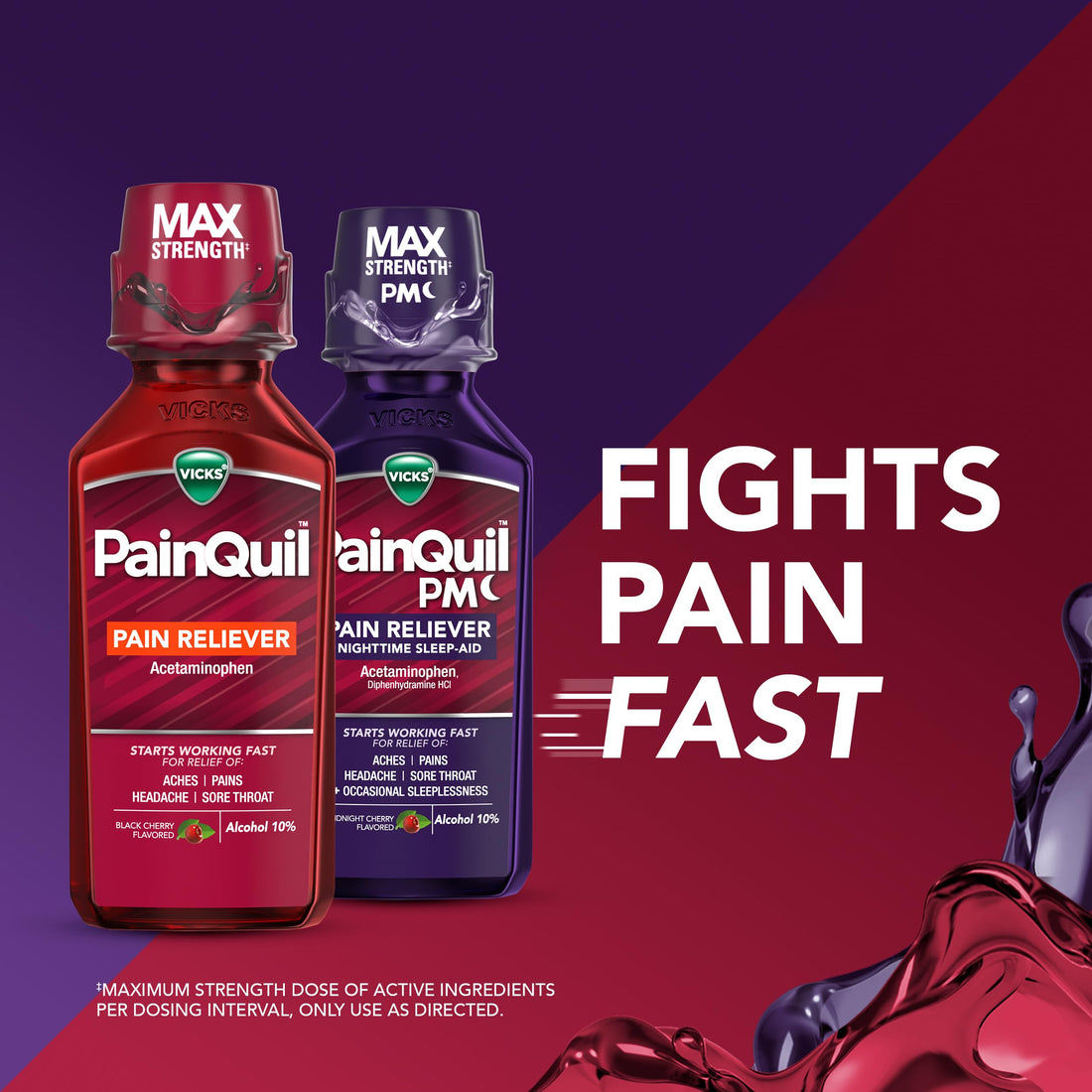 Vicks PainQuil & PainQuil PM Pain Relief Liquid, 1000mg Acetaminophen, 2x12 oz Vicks buy supplements Au