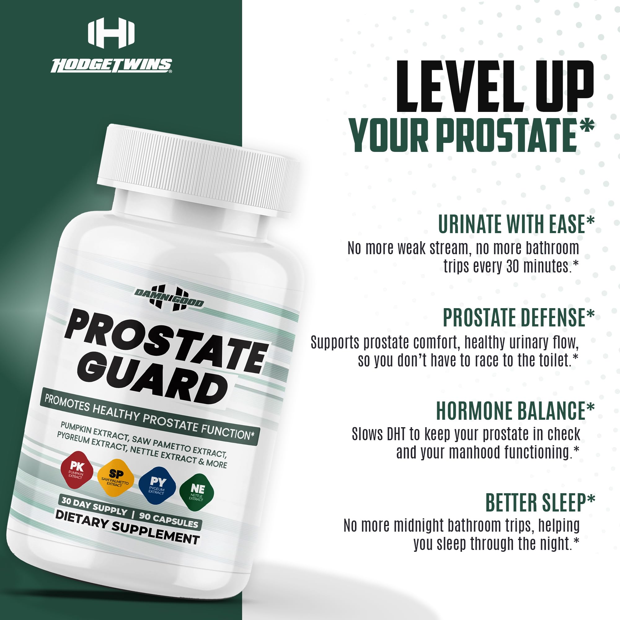 DAMN GOOD The Hodge Twins Prostate Guard - 90 Capsules Guard Vitality Complex – Comfort Blend for Nighttime Routine, Restful Rhythm - Men's Supplements for Health Supports Relaxation DAMN GOODBuy Supplements Australia