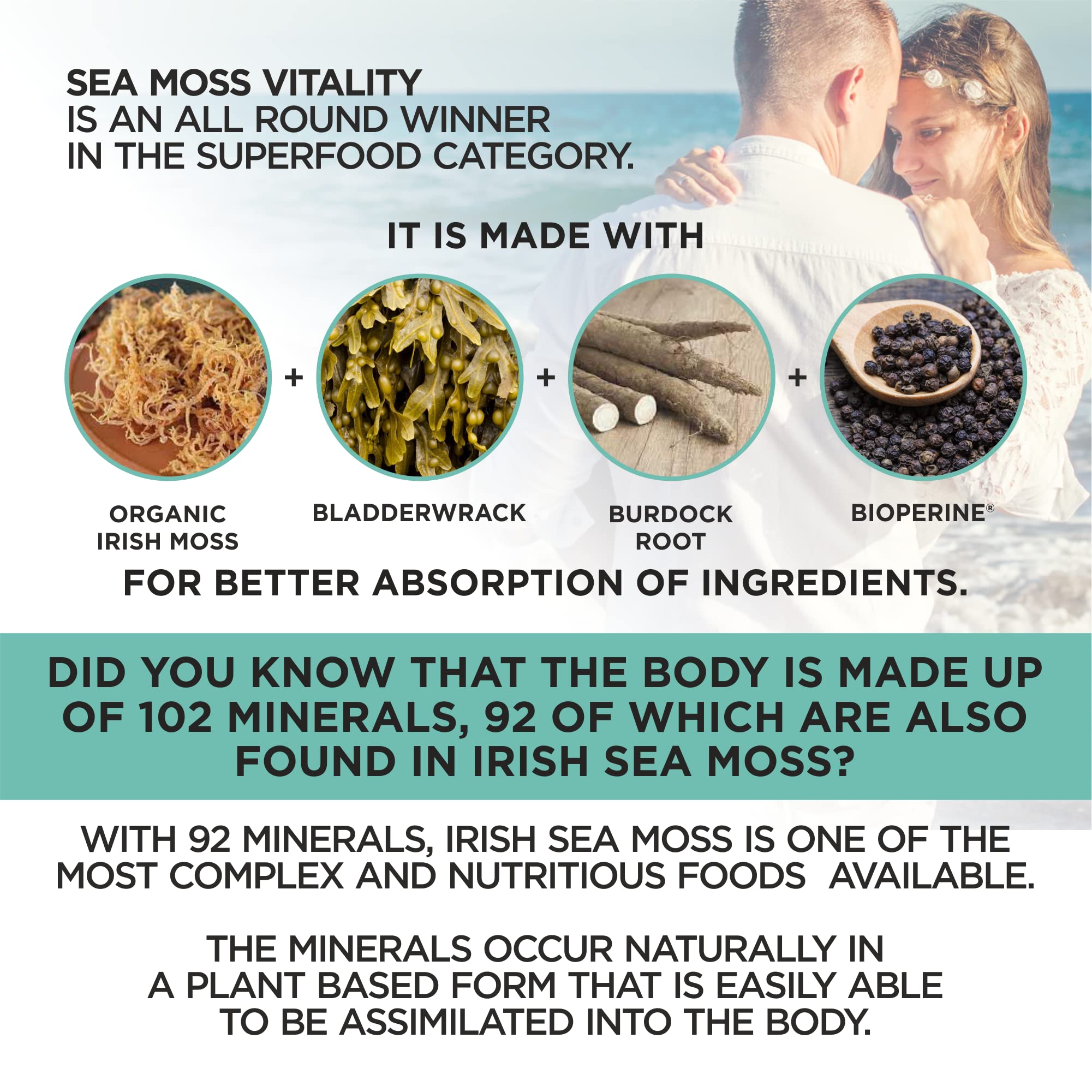 HerbaMe Organic Irish Sea Moss with Bladderwrack, Burdock Root & Black Pepper Extract, 150 Capsules, Thyroid Support, Natural Iodine Source, Promotes Immune System, Cell Food, Alkaline Supplement HerbaMe buy supplements Au
