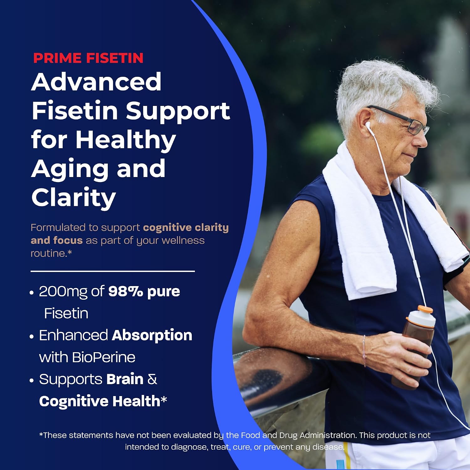 BONE SCIENCE Prime Fisetin 98% Plant-Based Flavonoid Supplement with Chamomile Extract, Trans-Pterostilbene, Phosphatidylcholine, and BioPerine