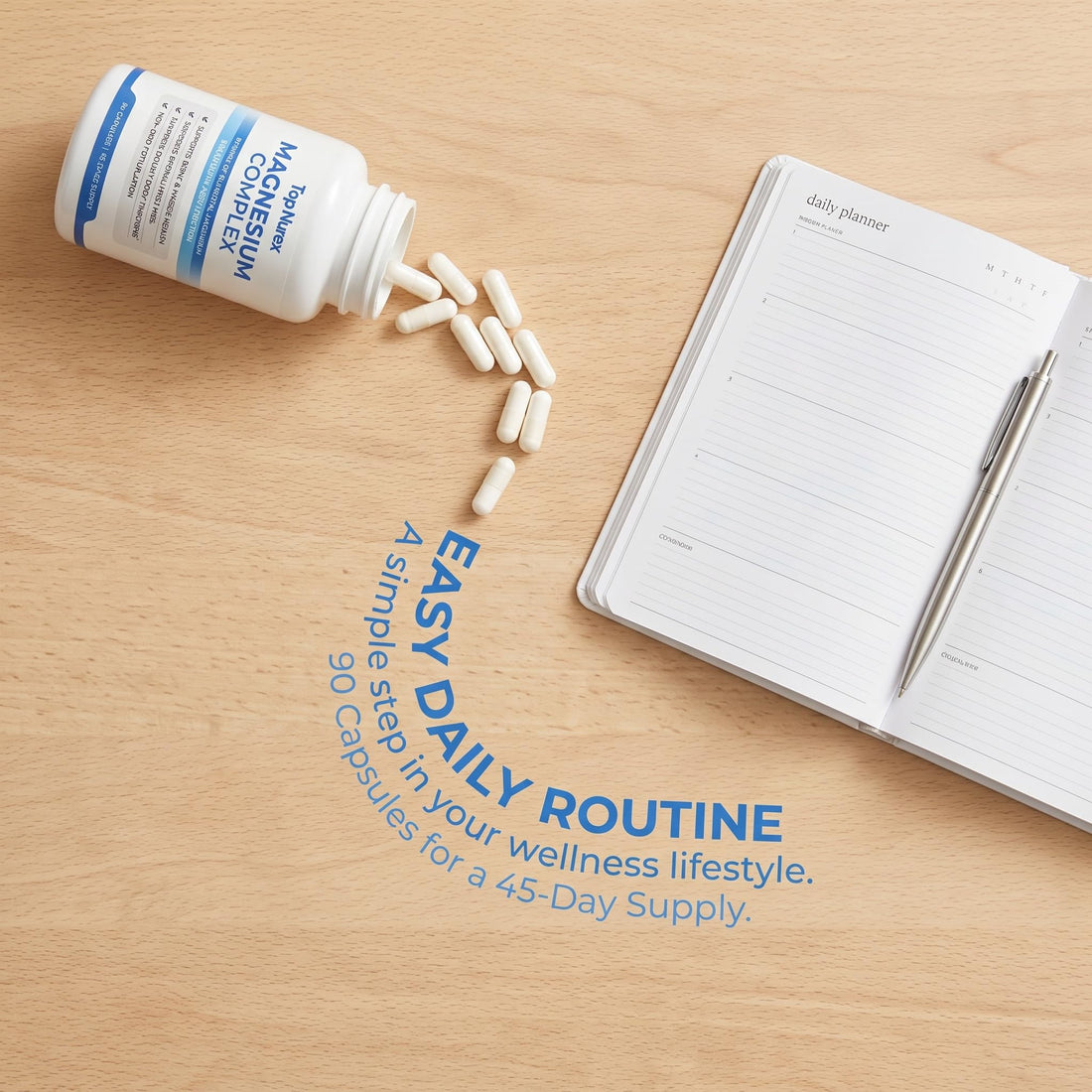 Top Nurex Magnesium Complex supplement bottle on a white background