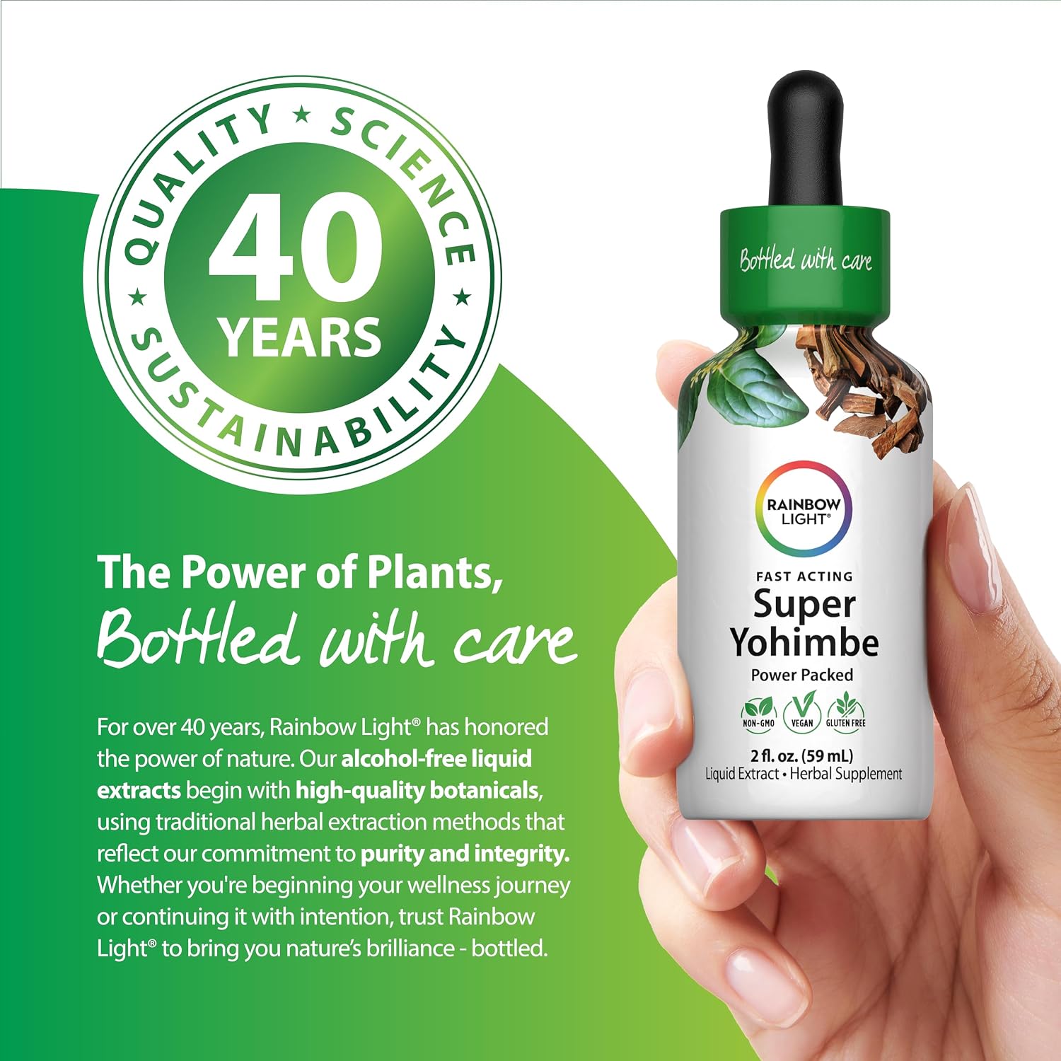 Rainbow Light Yohimbe Extract Supplement for Men and Women | 2 Fl Oz | Fast Acting Formula | from the Stem and Bark | Alcohol Free | Non-GMO and Gluten Free
