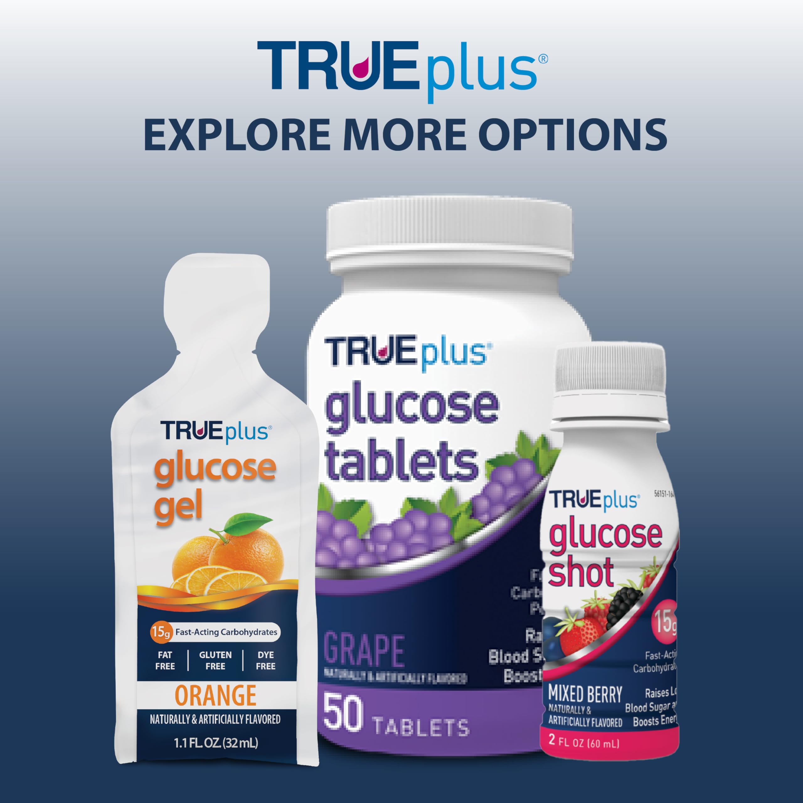 TRUEplus Glucose Gel Pouch, 15g Carbohydrates, Fruit Punch Flavor, 6 Pack | 15g Fast-Acting Carbohydrates Per Serving, Fat Free, Gluten Free, Boosts Energy, Great Tasting and Easy to Use