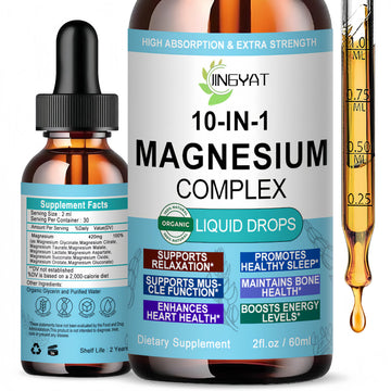 High Absorption Magnesium Complex Drops | 10-in-1 Liquid Magnesium Complex for Women & Men with Glycinate,Citrate,Taurate | for Stress Relief,Sleep,Heart Health | Vegan,Non-GMO,Fast-Acting Formula JINGYAT buy supplements Au