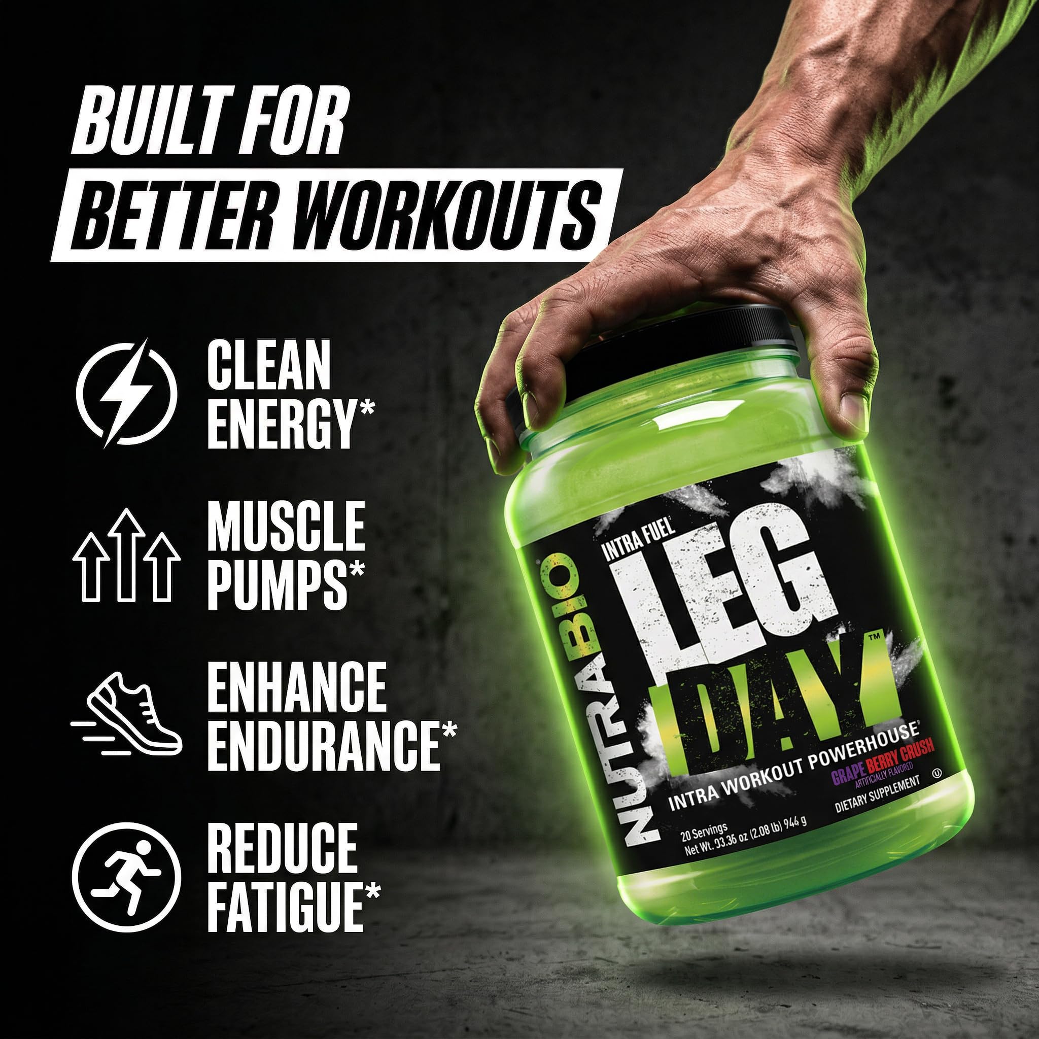 NutraBio Leg Day Intra Workout Powder – Advanced Carb Supplement with Cluster Dextrin & Electrolytes – Carb Powder with EAAs/BCAAs – Cyclic Dextrin for Performance – Cherry Lime, 20 Servings